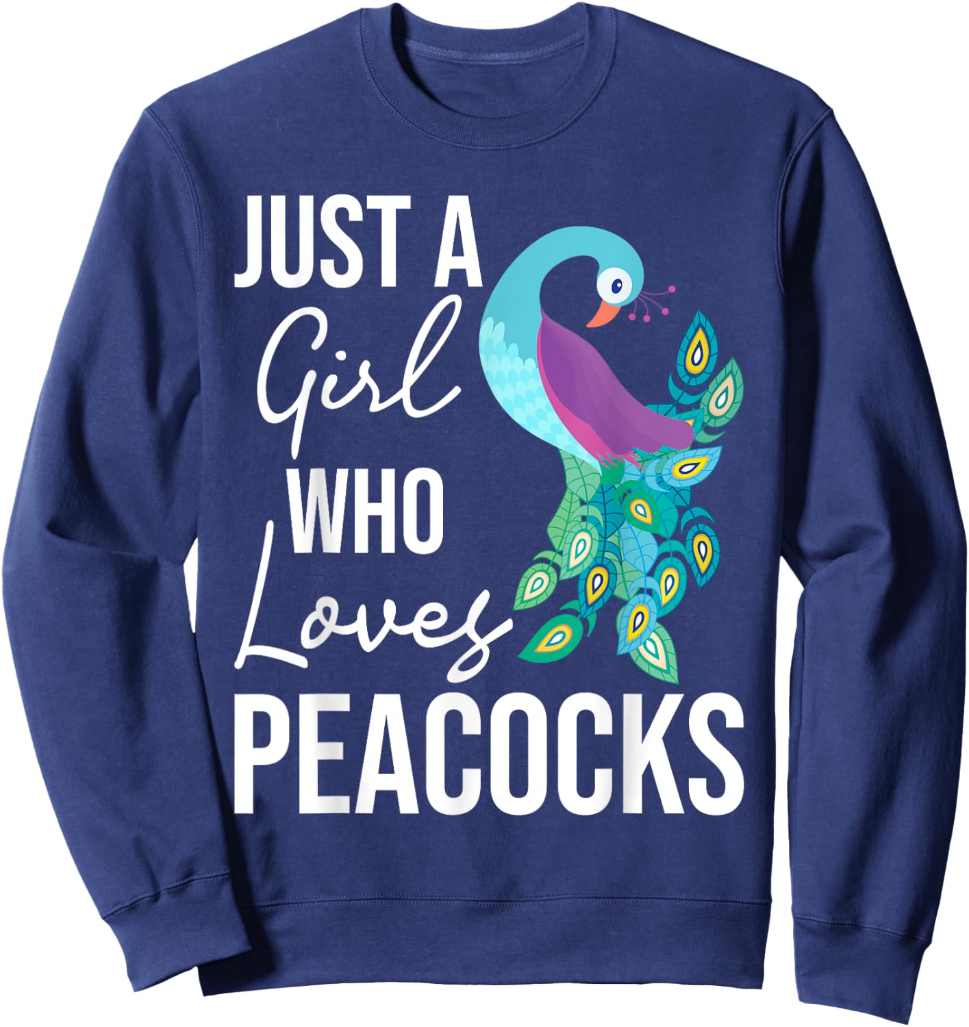 A Girl Who Loves Peacocks - Zookeeper Ornithologist Sweatshirt - Sweatshirt | Navy