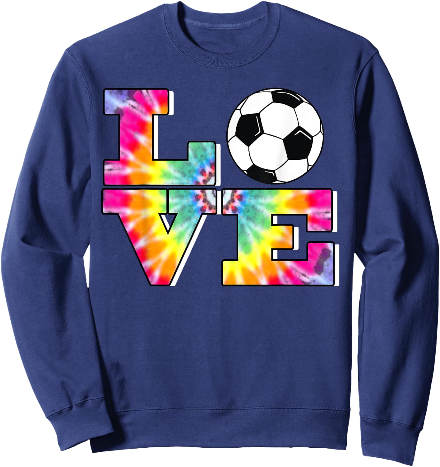 Soccer Tie Dye LOVE Multi Color Teen Girls Sweatshirt - Sweatshirt | Navy