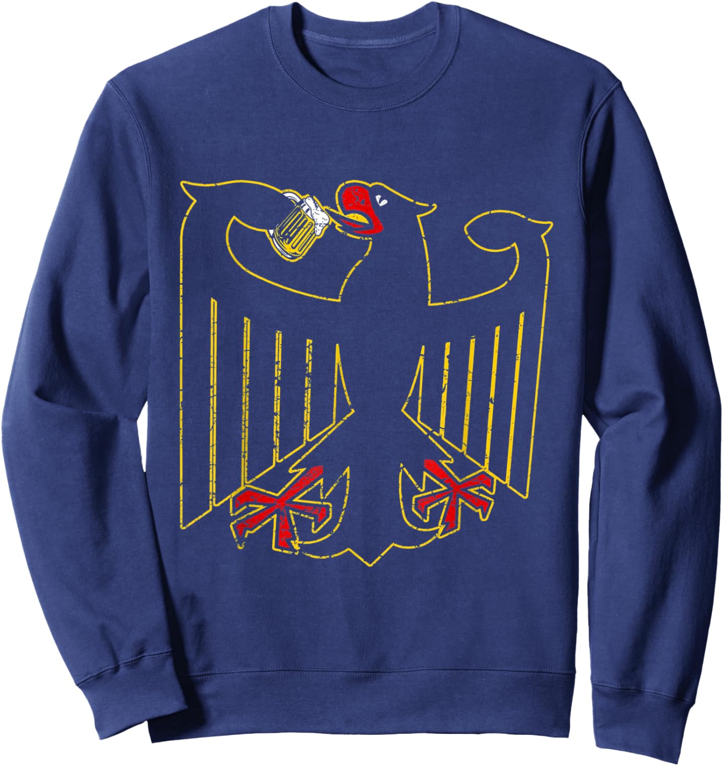 German Eagle Drinks Beer Funny Germany Coat Of Arms Sweatshirt - Sweatshirt | Navy