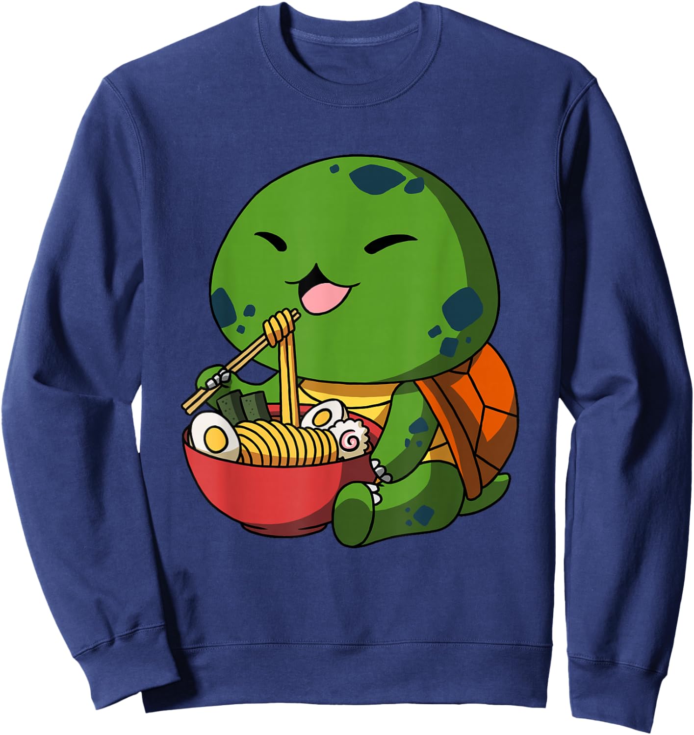 Kawaii Anime Turtle Asian Noodles Japanese Ramen Sweatshirt - Sweatshirt | Navy