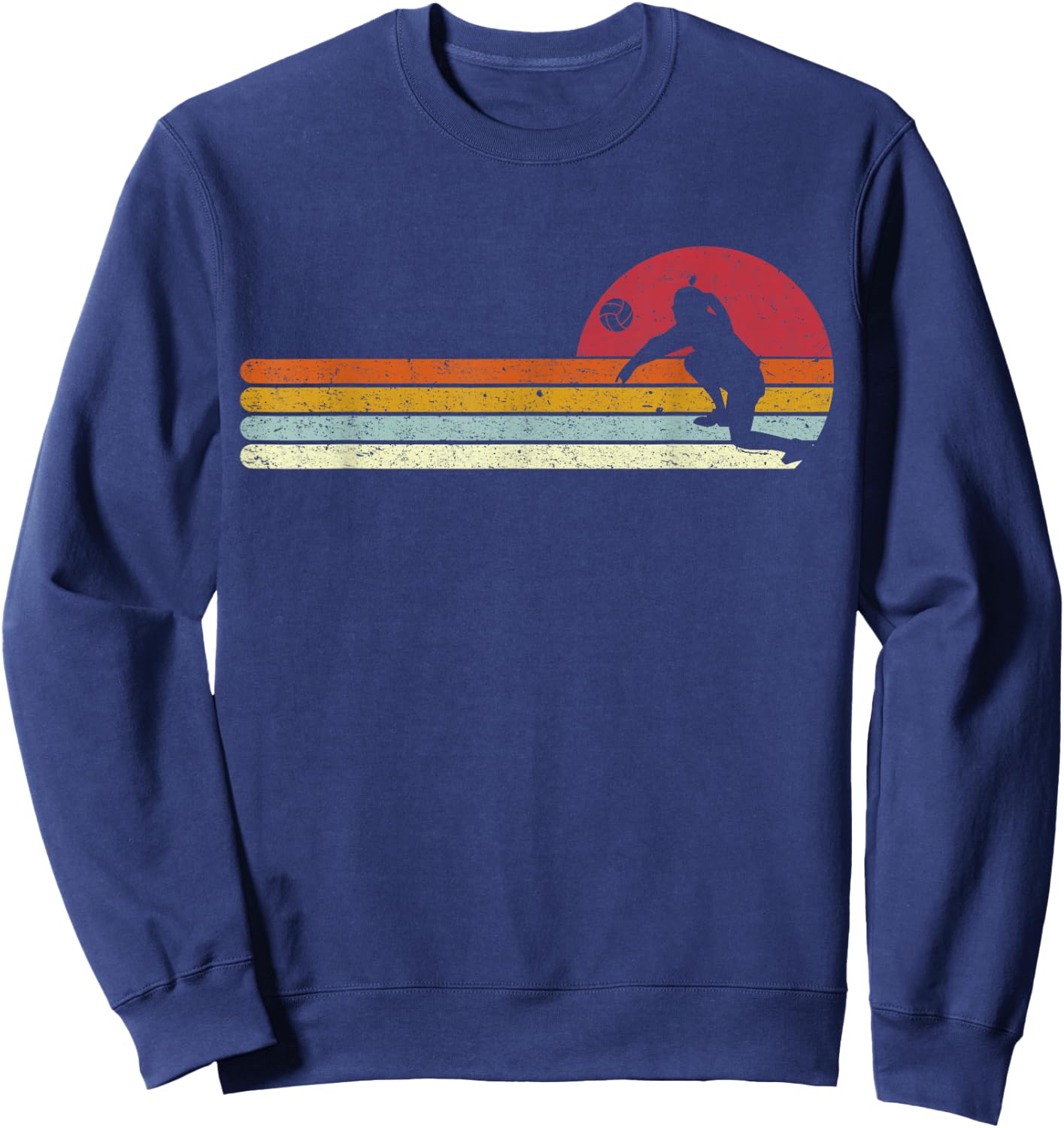 Sunset Volleyball Distressed Sweatshirt - Sweatshirt | Navy