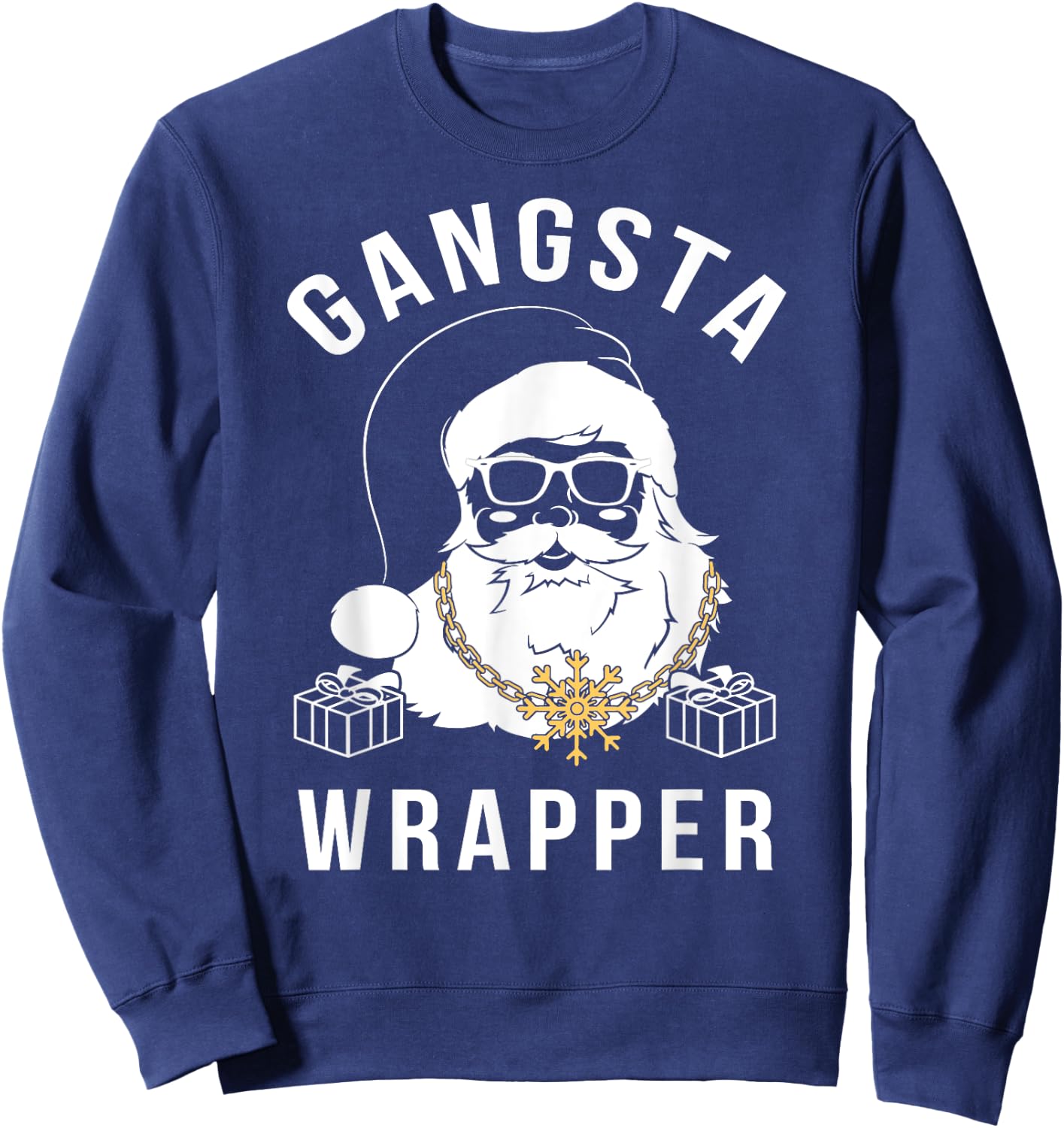 Gangsta Wrapper Gangster Santa Funny Christmas Sweatshirt - Sweatshirt | Navy