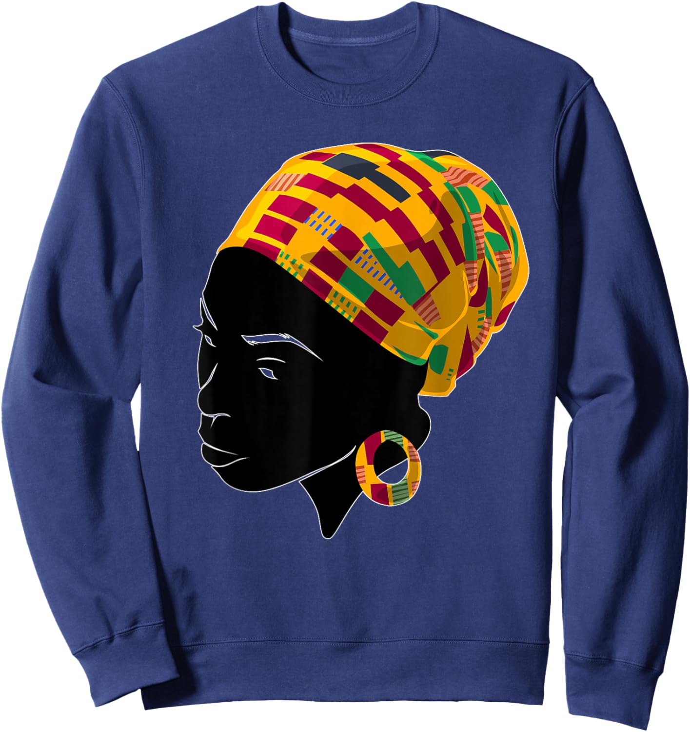 Funny Kente Cloth Head Wrap Gift African American Women Sweatshirt - Sweatshirt | Navy