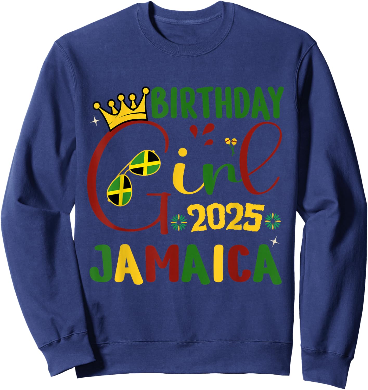 Birthday Girl Jamaica Vacation Matching Jamaica Birthday Sweatshirt - Sweatshirt | Navy
