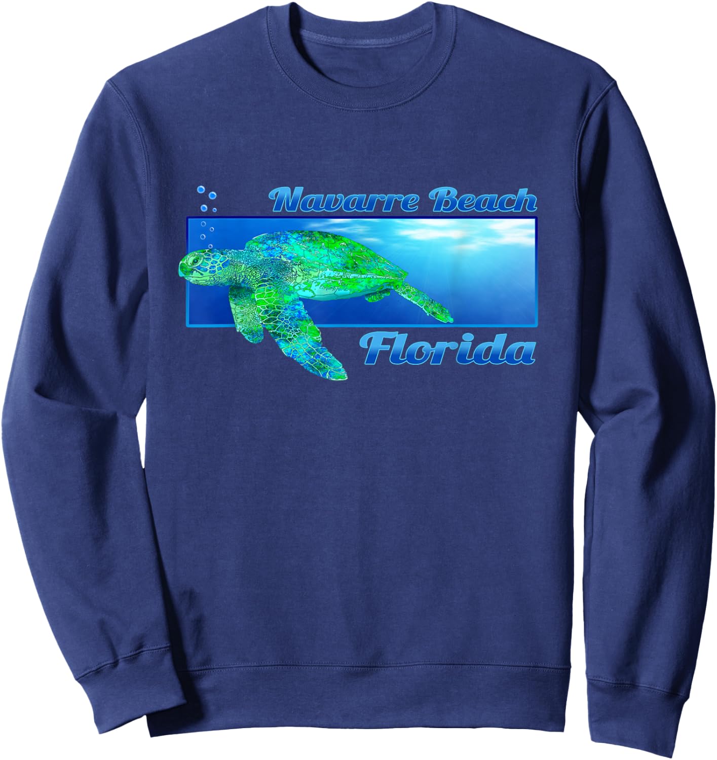 Navarre Beach Florida Swimming Sea Turtle Sweatshirt - Sweatshirt | Navy