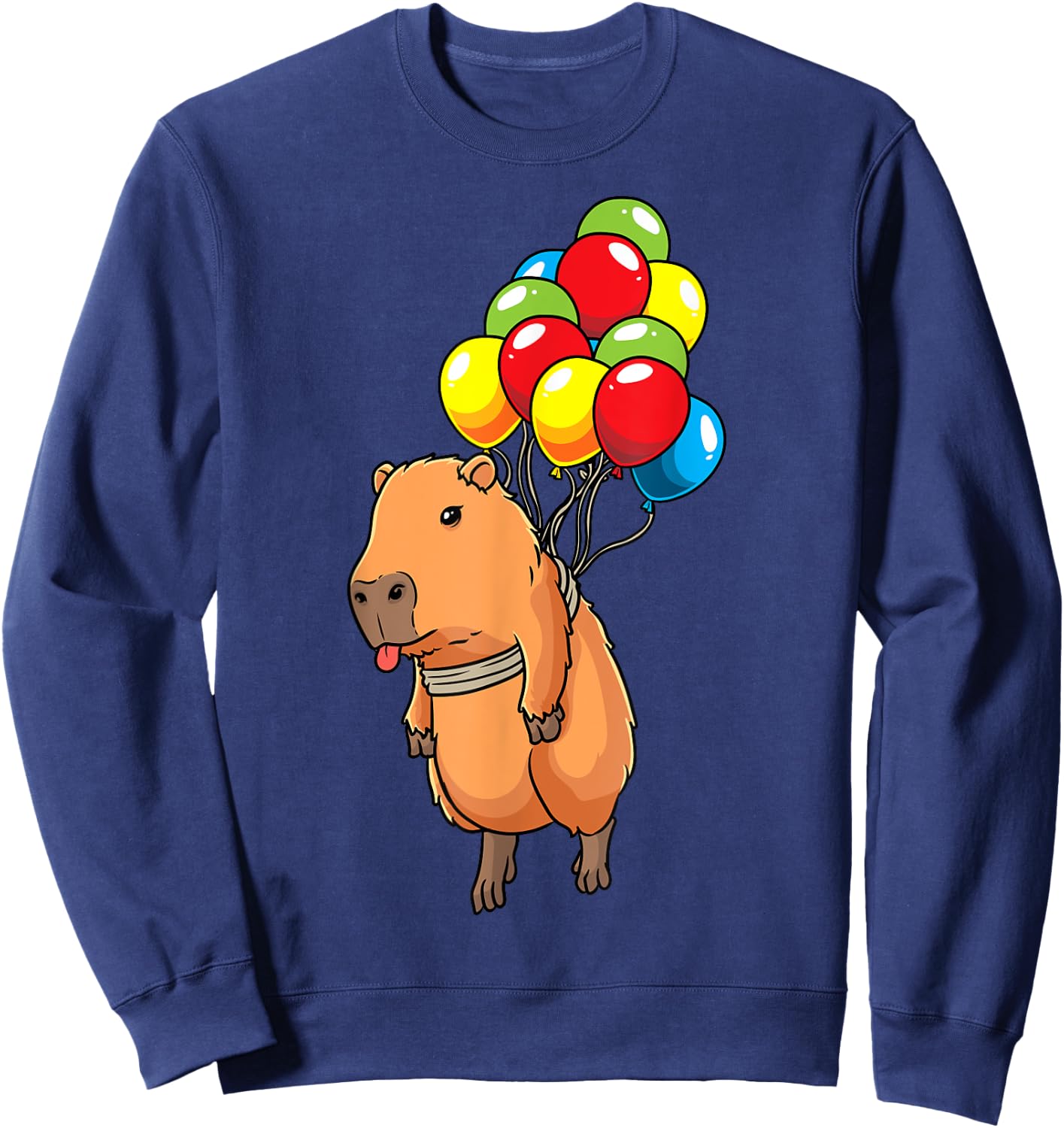 Capybara Giant Cavy Rodent With Balloons Capybara Sweatshirt - Sweatshirt | Navy