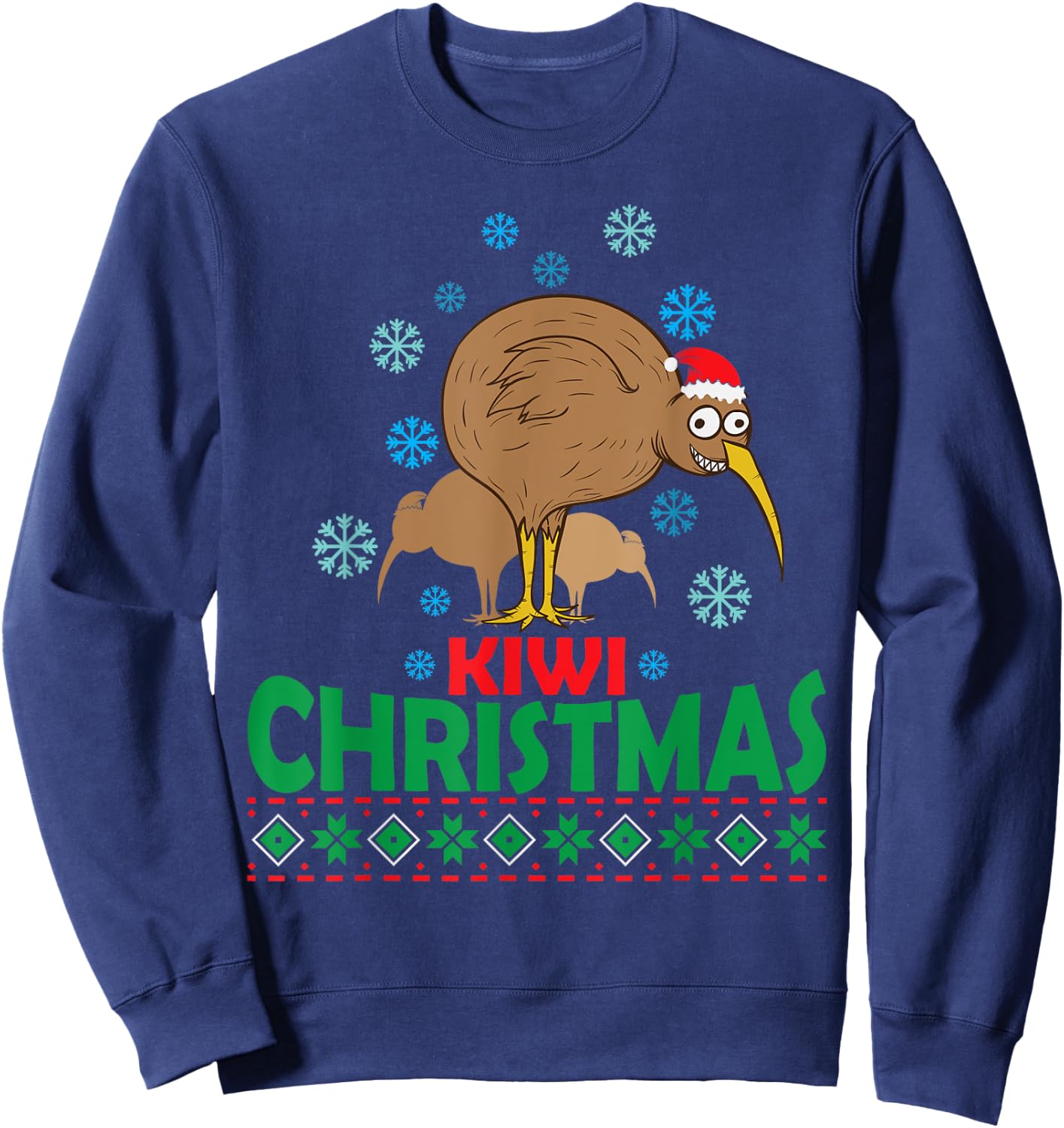 funny Xmas Santa Claus ugly Christmas kiwi bird Ugly Christmas with Kiwi Bird from New Zealand Sweatshirt - Sweatshirt | Navy