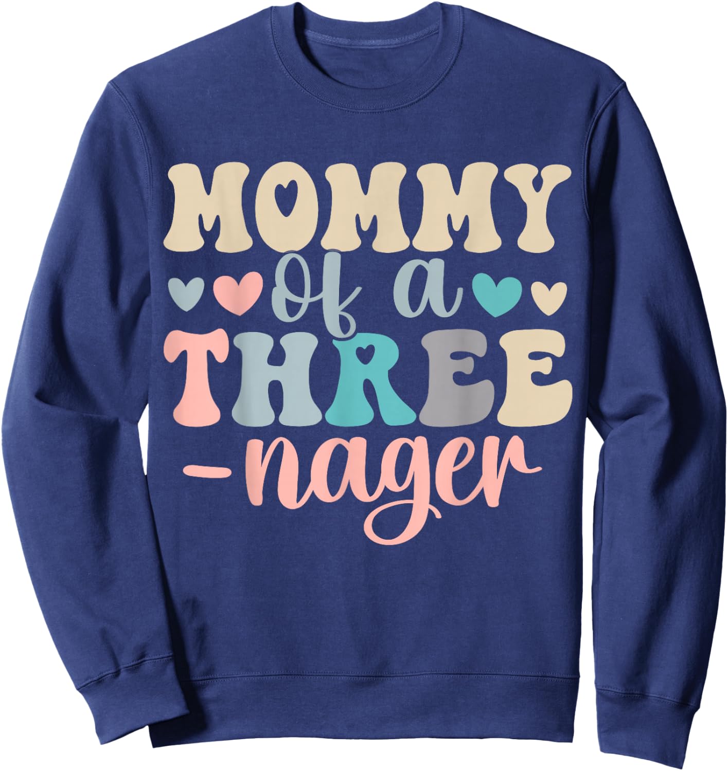 Mommy of A Threenager 3rd Birthday Matching Family Boho Sweatshirt - Sweatshirt | Navy