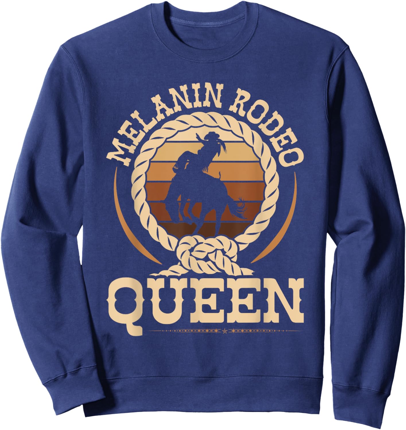 Bronc Riding Melanin Rodeo Queen African American Cowgirl Sweatshirt - Sweatshirt | Navy