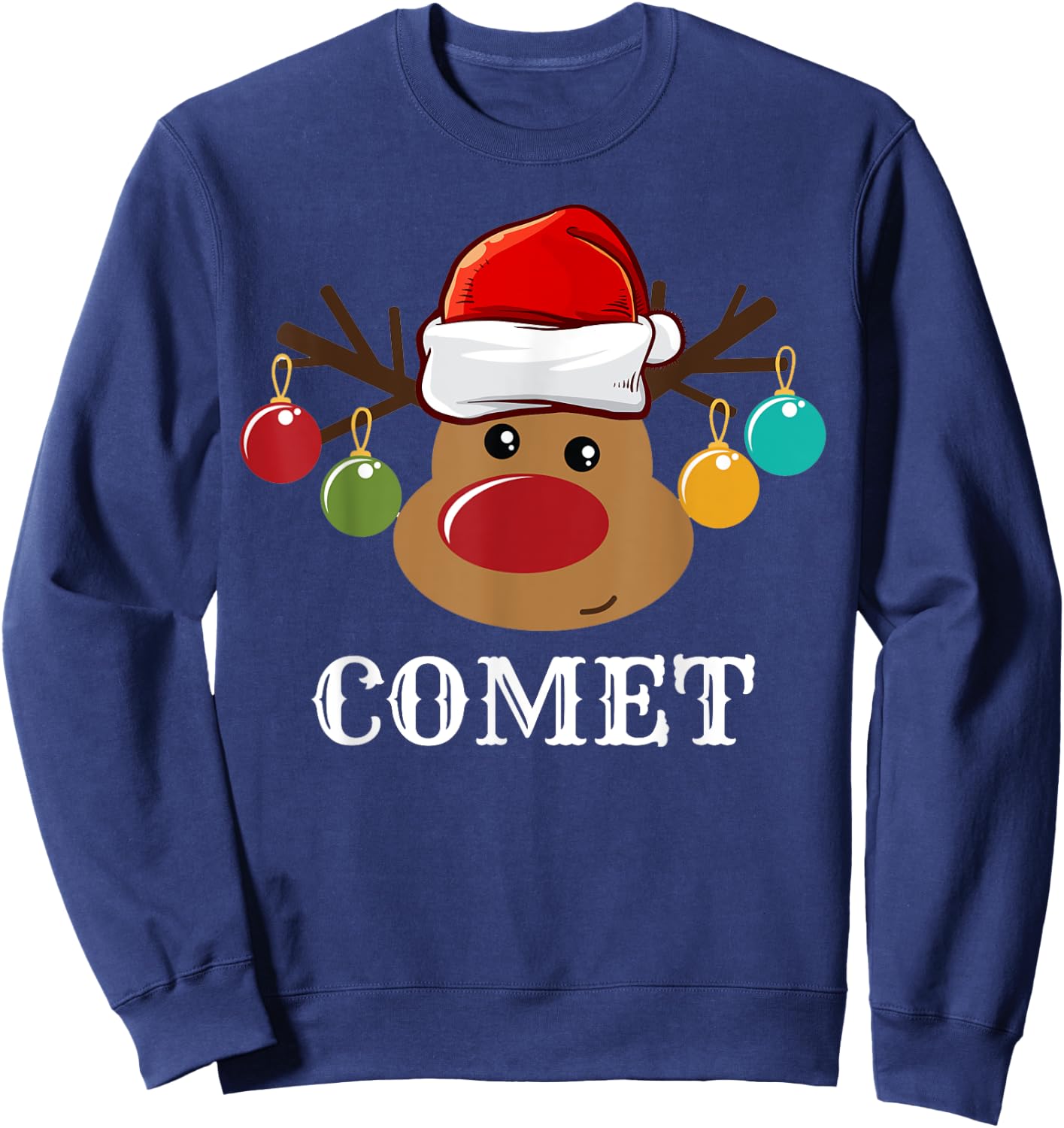 Santa Reindeer Comet Xmas Group Costume Sweatshirt - Sweatshirt | Navy