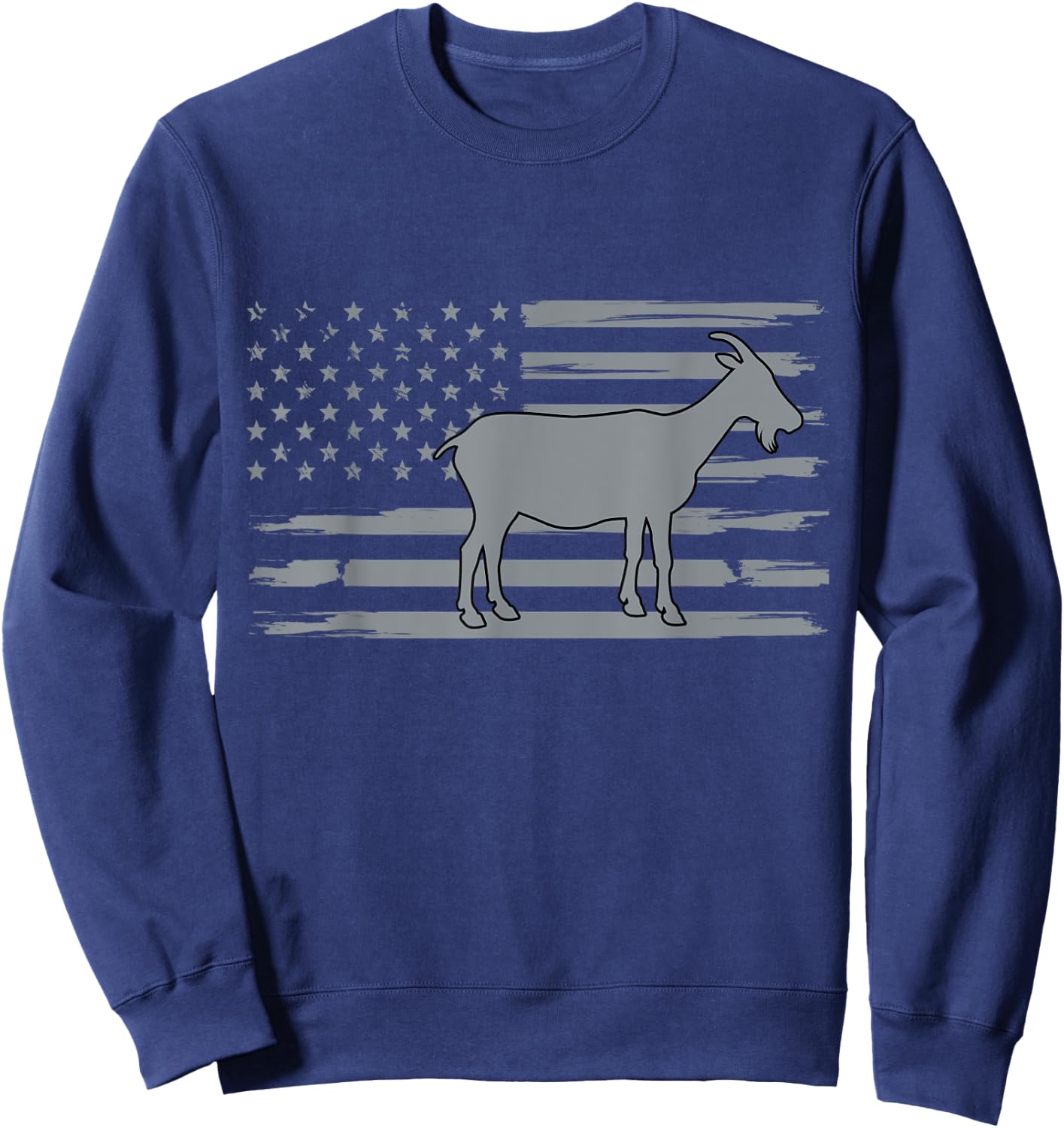 Goat USA American Flag Funny Goat Lover Owner Men Women Kids Sweatshirt - Sweatshirt | Navy