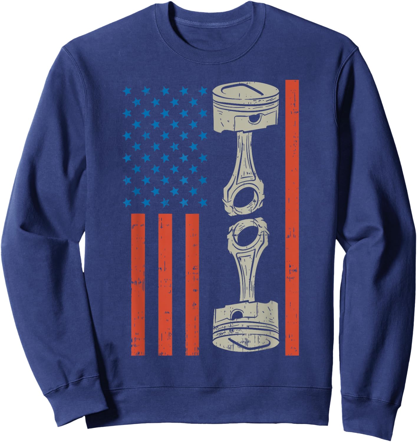 American US Flag Piston Racing Race Car Driver Racer Gift Sweatshirt - Sweatshirt | Navy