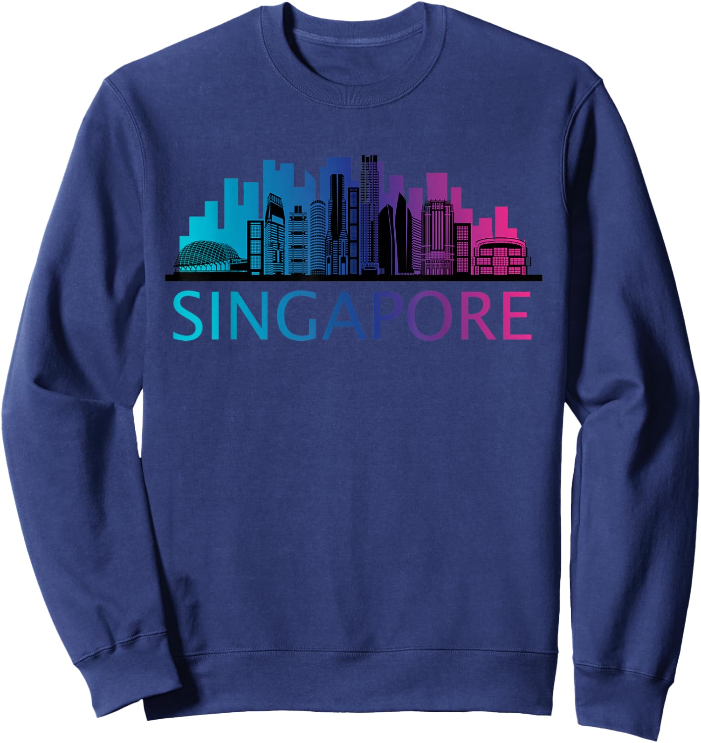 Singapore Outfit Singapore Travel -Adults Black Small Classic Fit Modern Graphic Sports Short Sleeve Sweatshirt - Sweatshirt | Navy