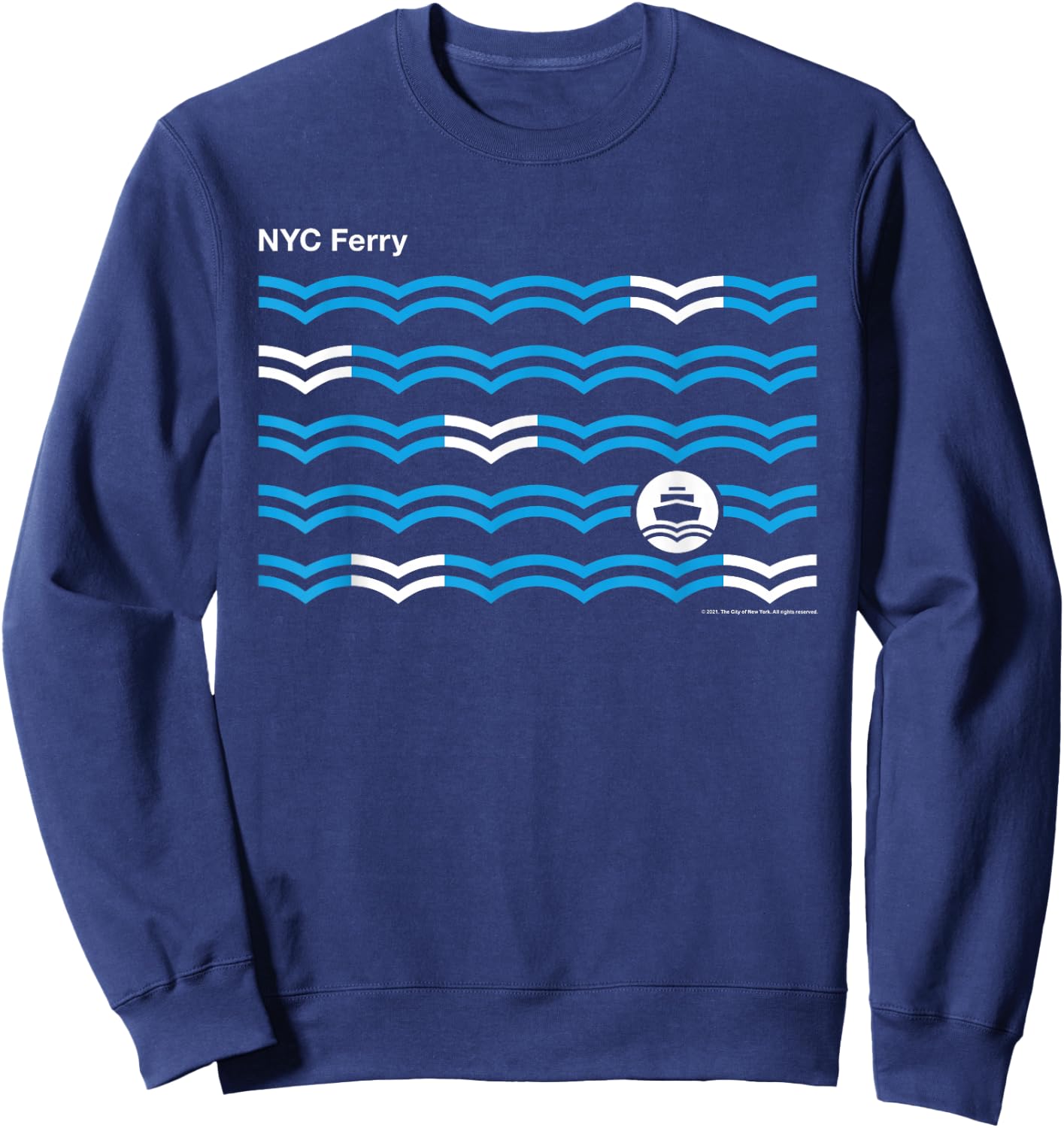 New York City NYC Ferry Waves Sweatshirt - Sweatshirt | Navy