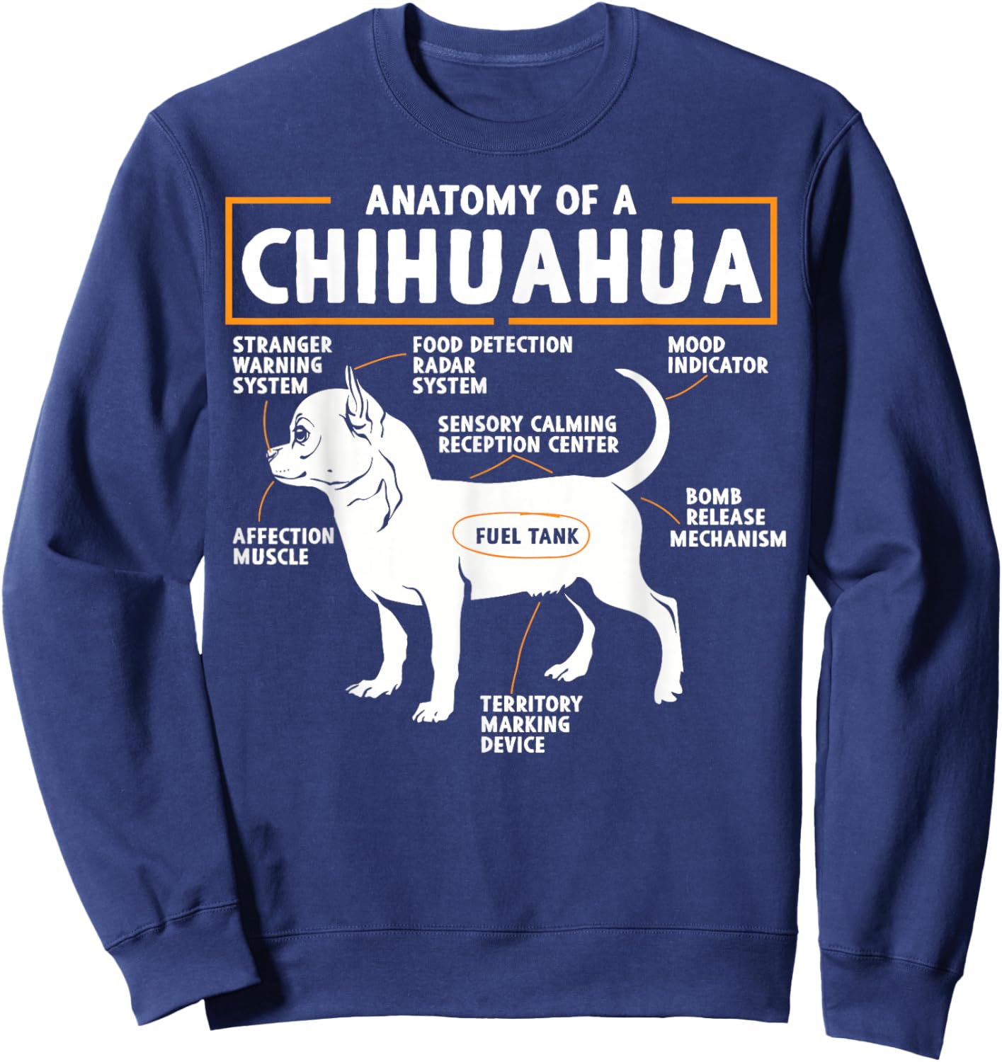 Anatomy of a Chihuahua - Chihuahua Dog Sweatshirt - Sweatshirt | Navy