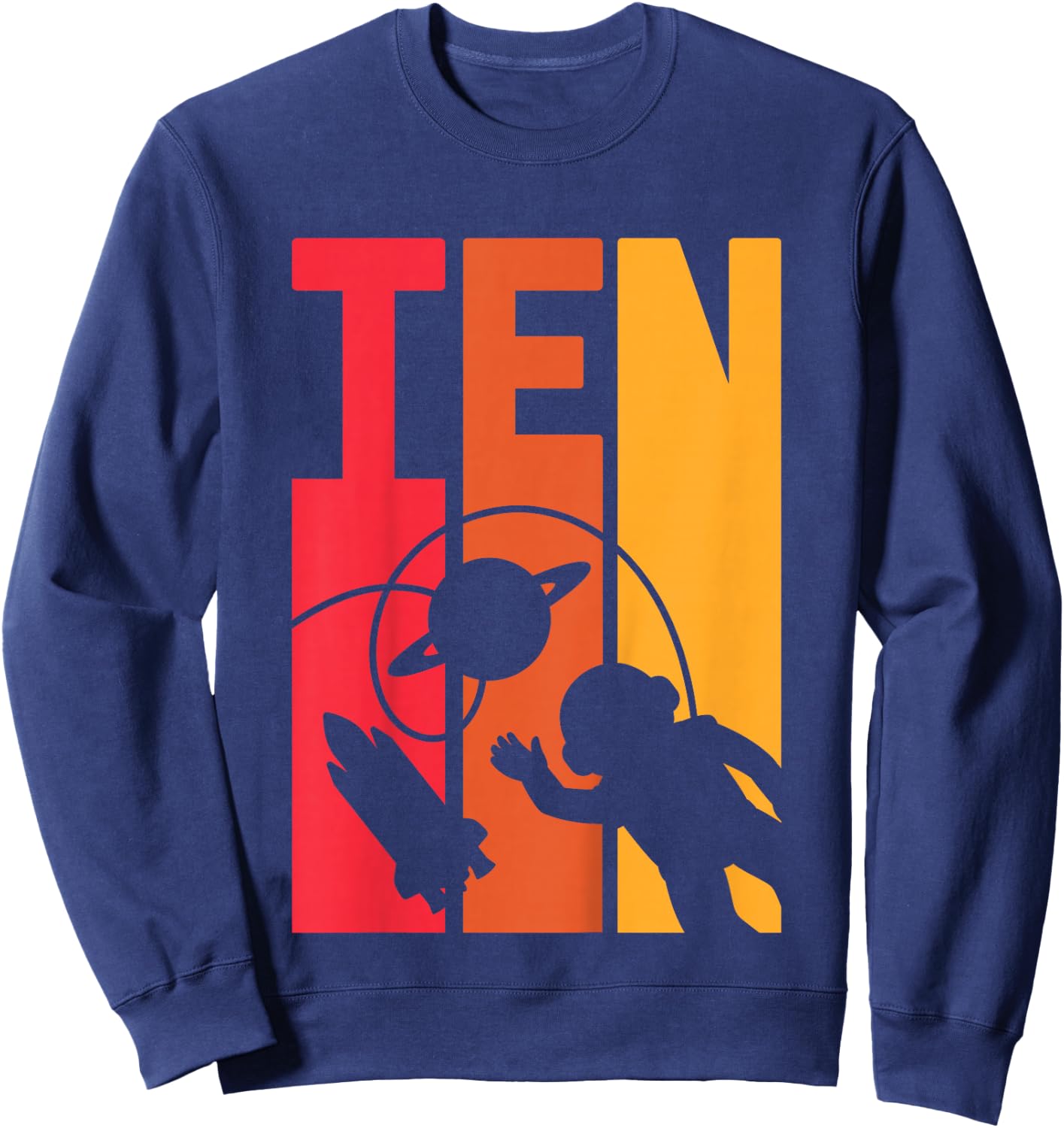 Kids 10 Years Old Birthday Retro Boy Astronaut Space 10th B-Day Sweatshirt - Sweatshirt | Navy