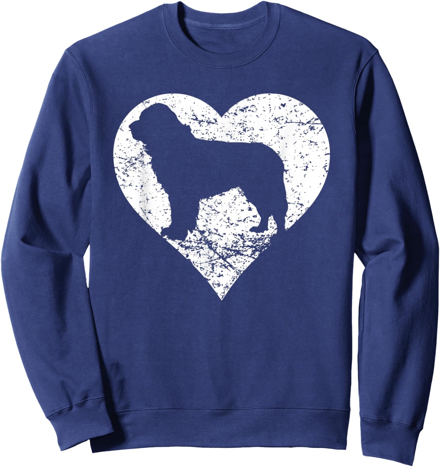 Distressed Newfoundland Heart Dog Owner Graphic Sweatshirt - Sweatshirt | Navy