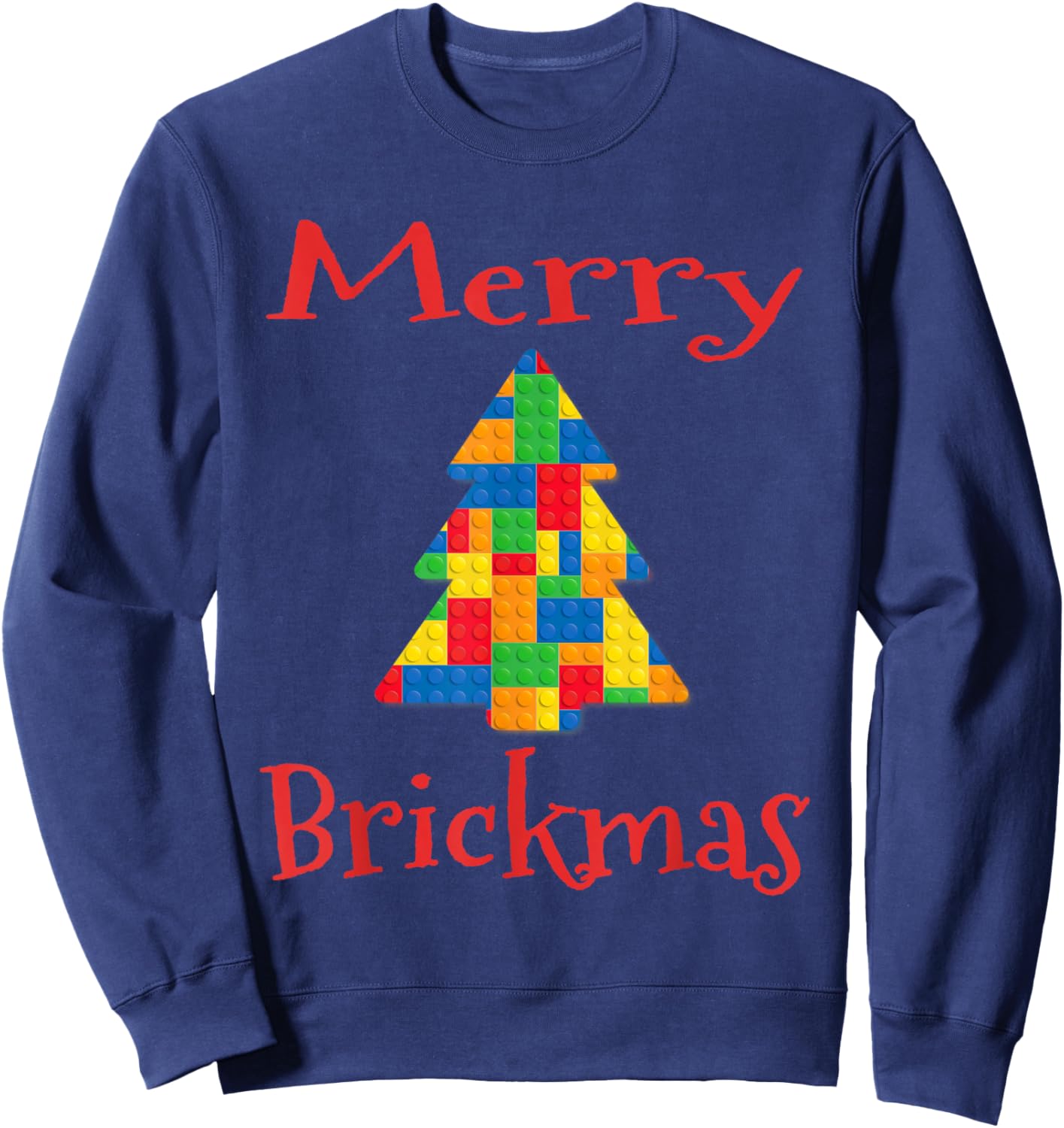 Christmas Tree Toy Block Set Style Funny Xmas Holiday Pun Sweatshirt - Sweatshirt | Navy