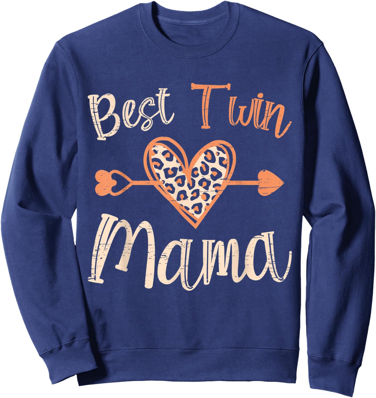 Best Twin Mama Momma and Baby First Mothers Day Sweatshirt - Sweatshirt | Navy