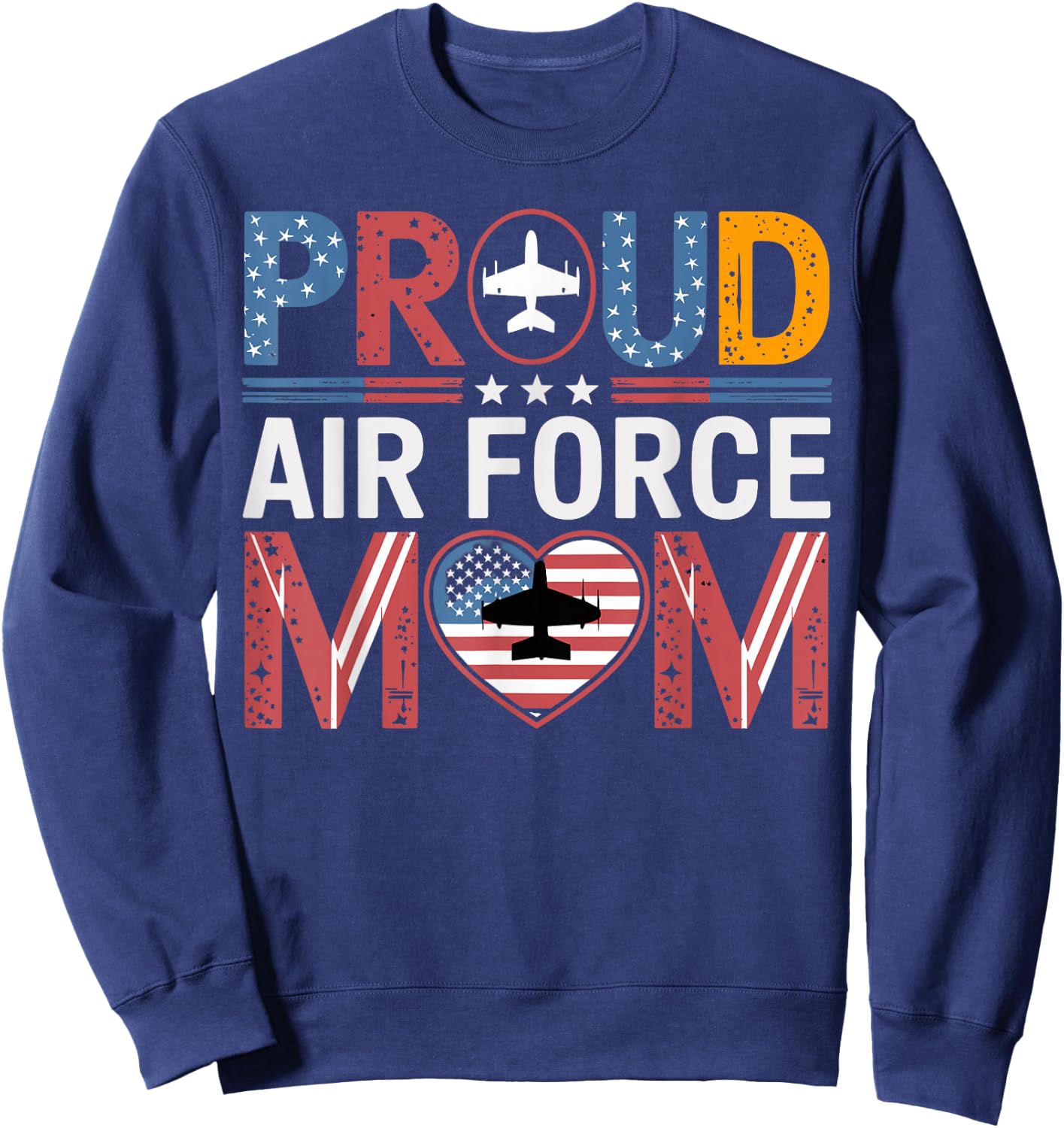 Proud Air Force Mom Flag Mom Air Force Clothing Sweatshirt - Sweatshirt | Navy