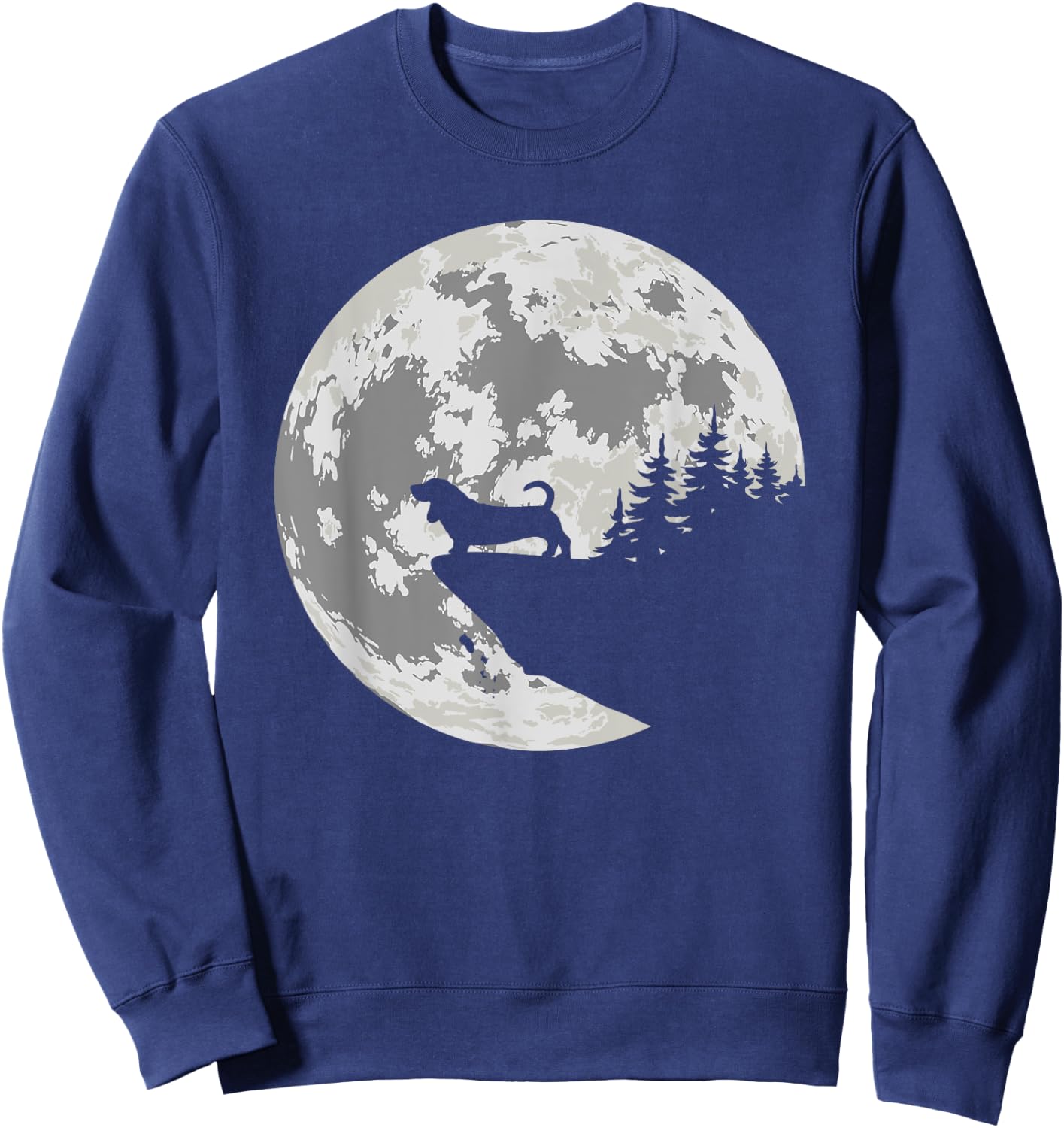 Basset Hound Apparel And Moon Funny Halloween Apparel Sweatshirt - Sweatshirt | Navy