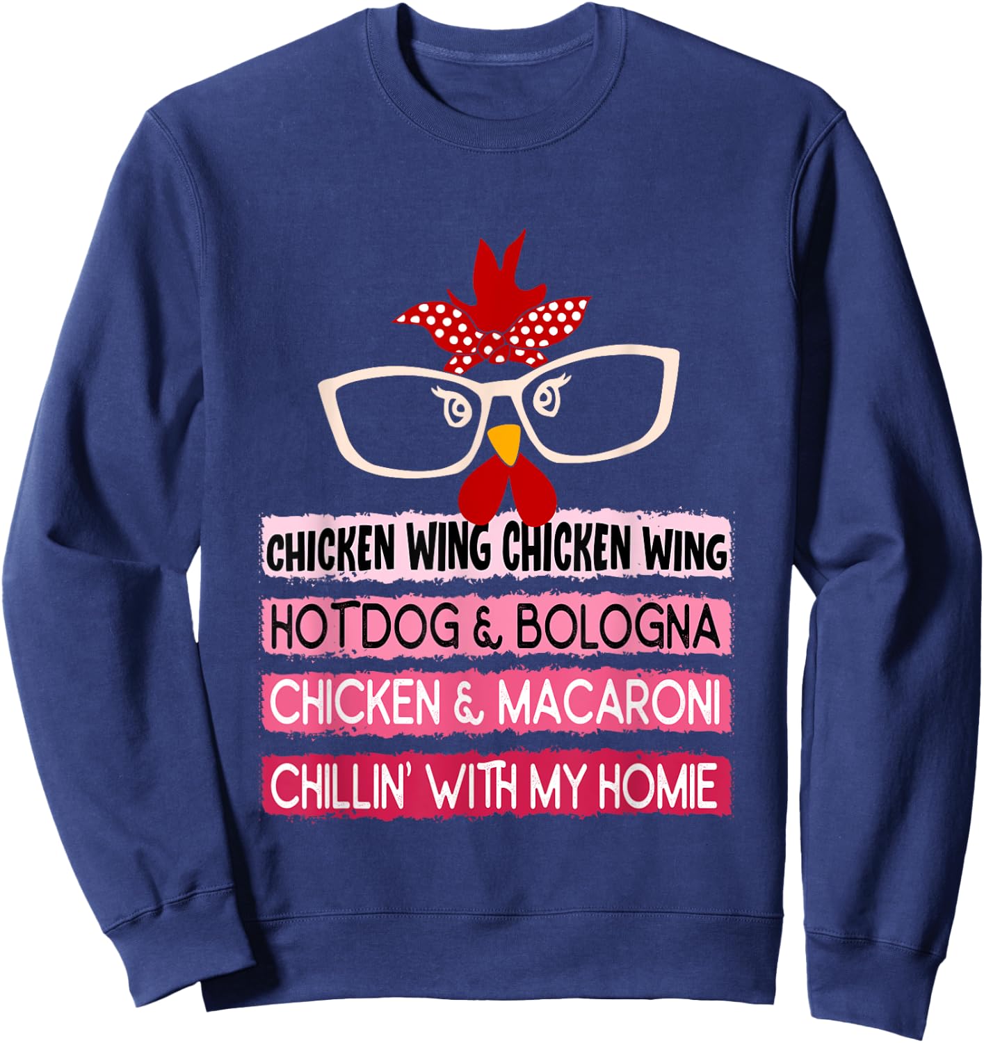 Cooked Chicken Wing Chicken Wing Hot Dog Bologna Macaroni Men Women Girls Kids Sweatshirt - Sweatshirt | Navy