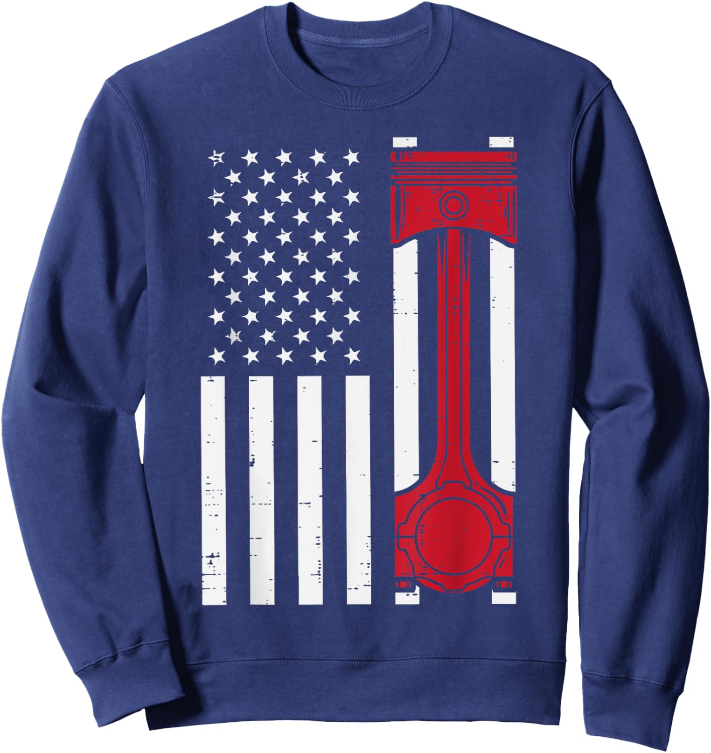 Piston US Flag Car Auto Technician Garage Mechanic Men Dad Sweatshirt - Sweatshirt | Navy