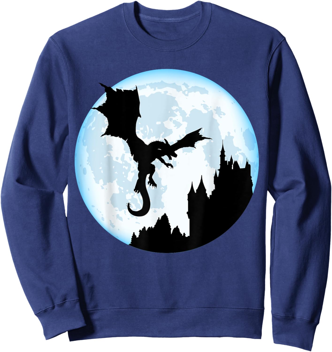 Flying Dragon On The Moon Cool Dragon Lover Dino Lover Gift Sweatshirt - Sweatshirt | Navy
