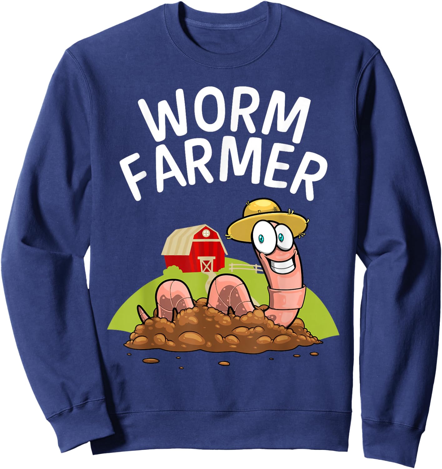 Cool Worm Farmer Women Red Wiggler Worm Composting Sweatshirt - Sweatshirt | Navy