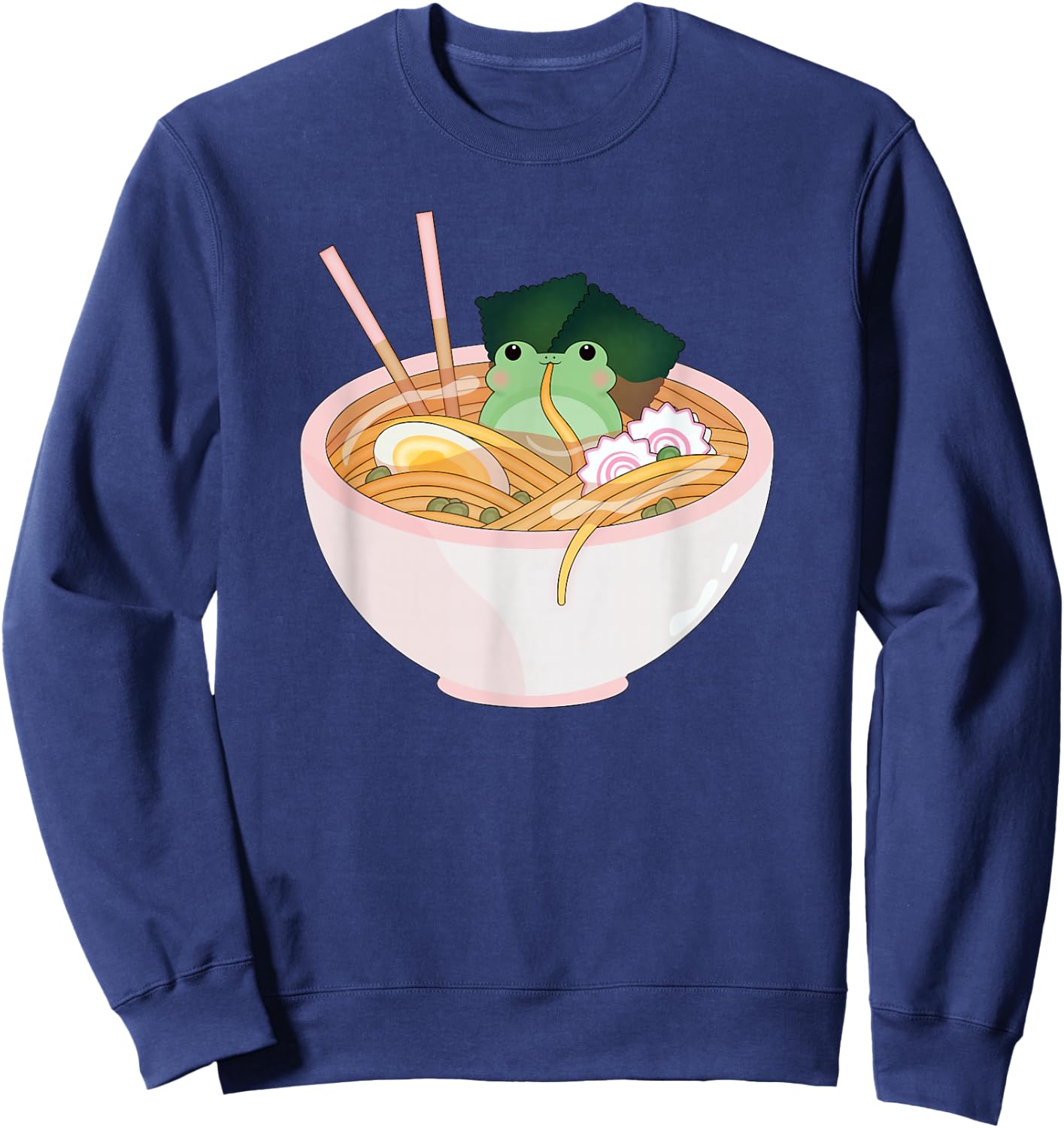 Celestial Carrot Cute Frog Ramen Anime Kids School Anime Fans -Adults Black Short Sleeve Modern Cartoon Small Sweatshirt - Sweatshirt | Navy