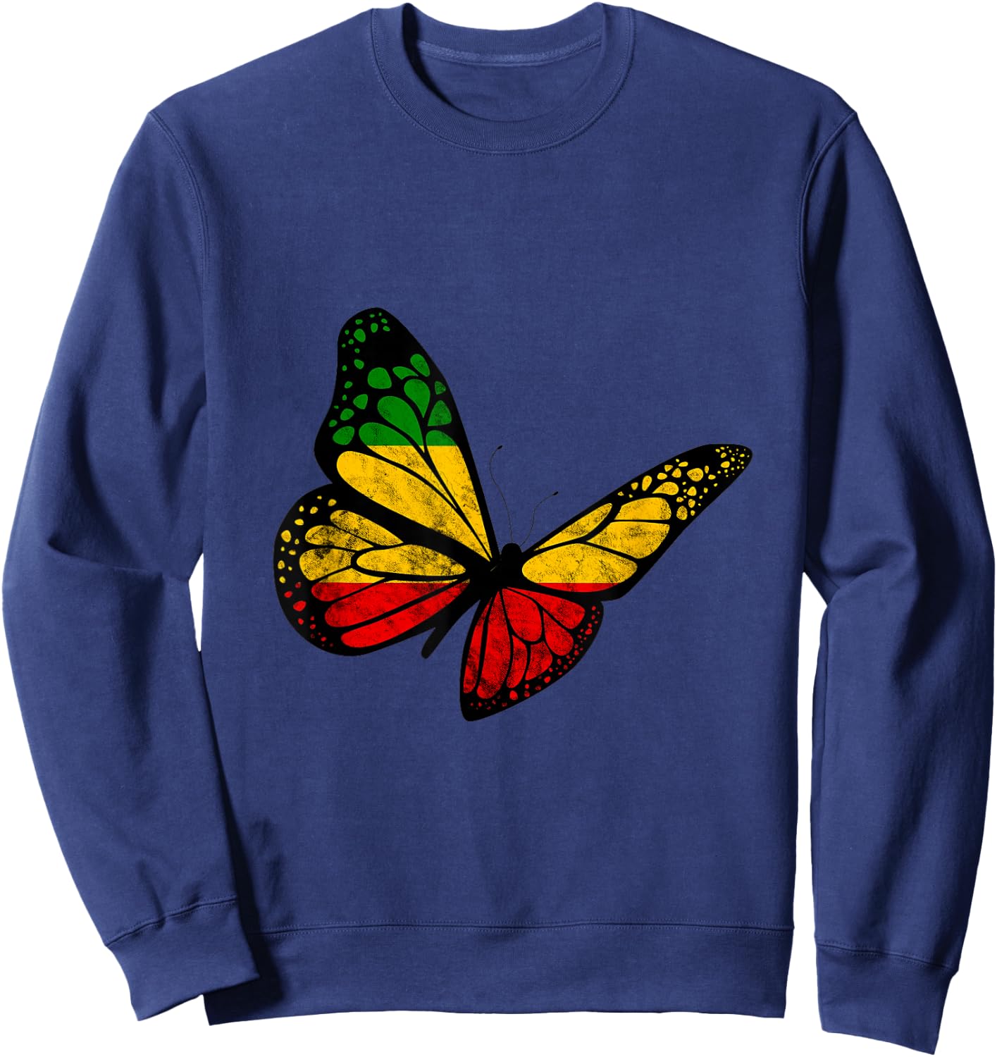 Reggae Butterfly Reggaeton Rastafari Roots Rastafarian Sweatshirt - Sweatshirt | Navy
