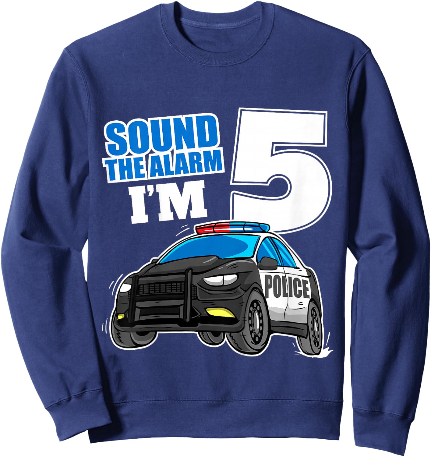 Kids Police Car 5th Birthday Boy 5 Cop Policeman Officer Five Sweatshirt - Sweatshirt | Navy