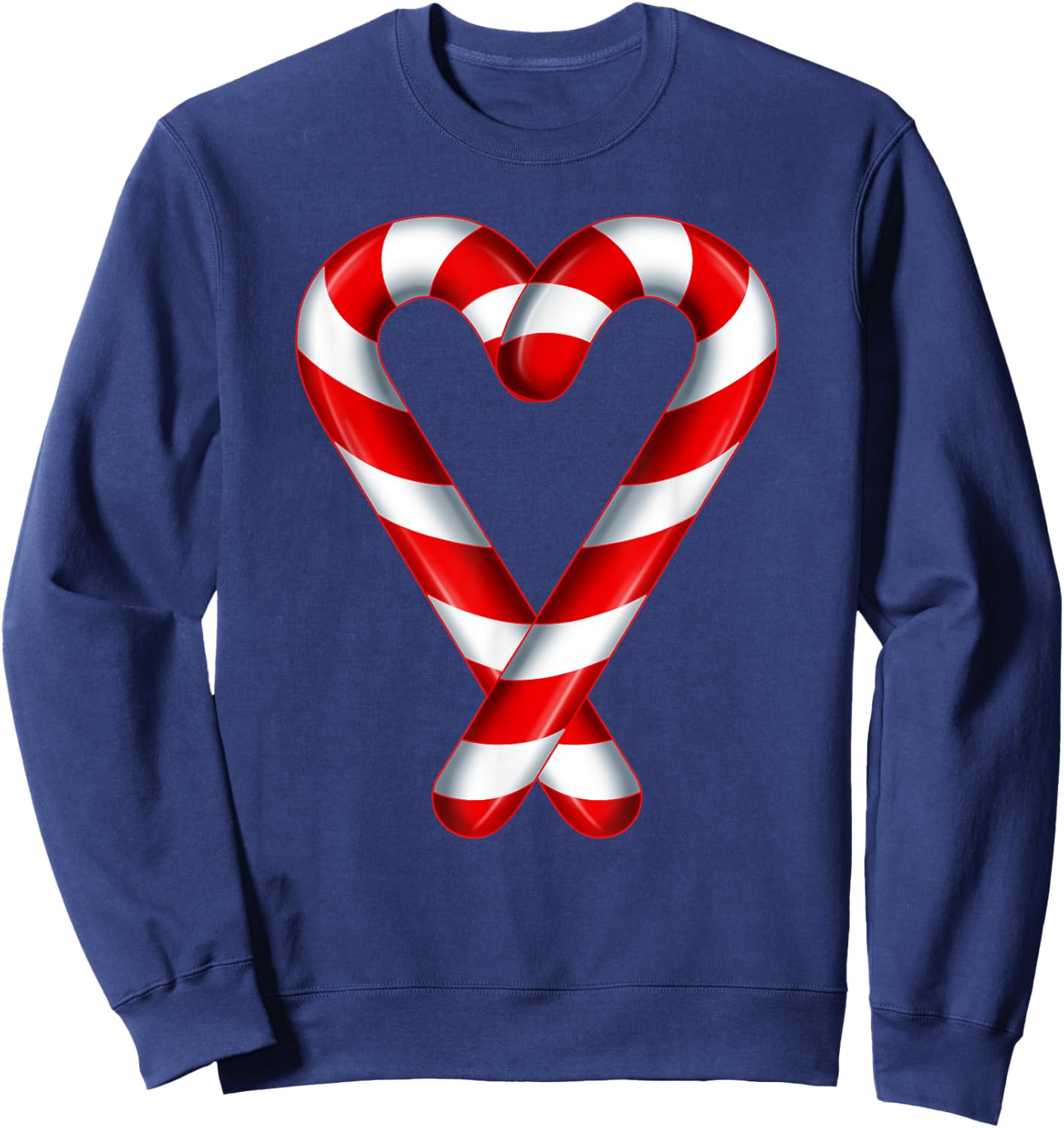 Candy Cane Heart Merry and Bright Red White Candy Couples Sweatshirt - Sweatshirt | Navy