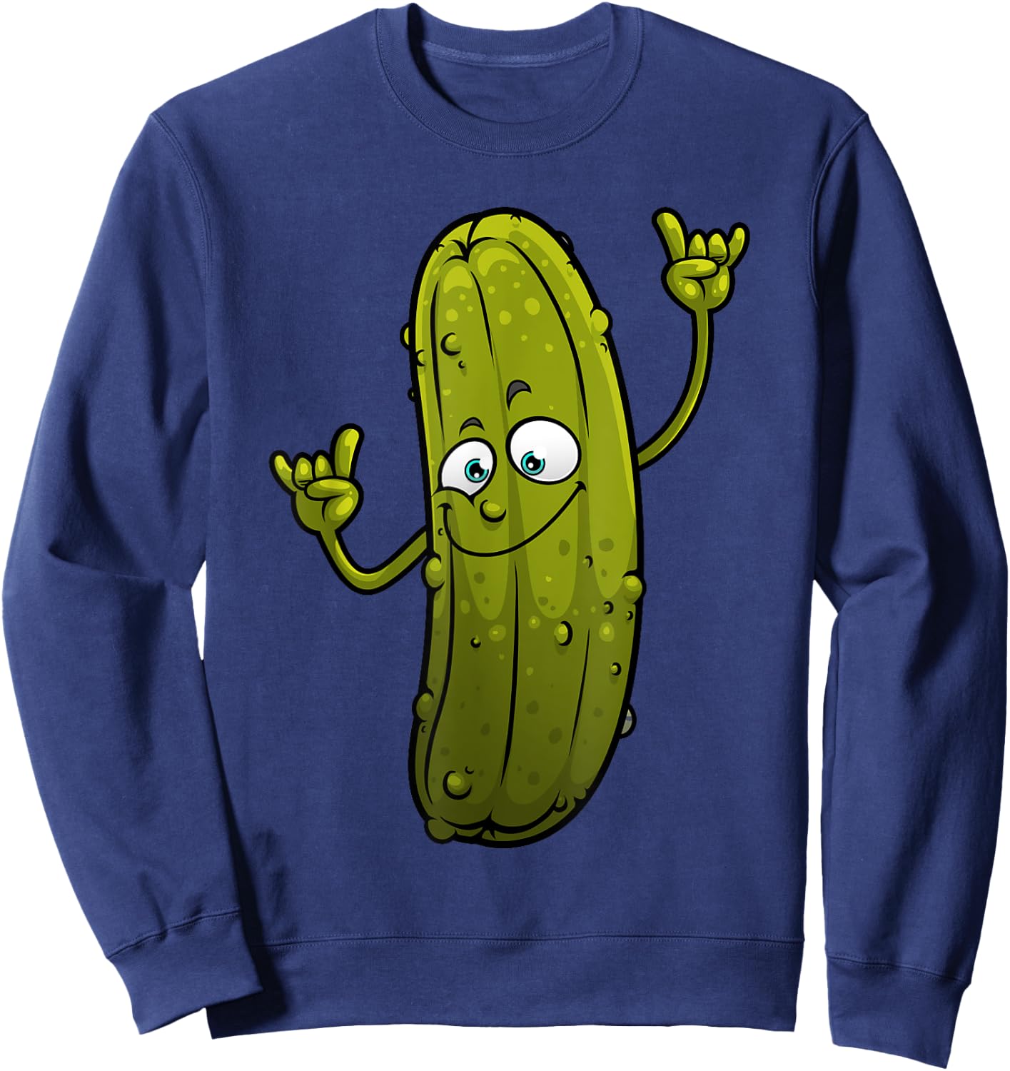 Funny Pickle Designs Women Cucumber Dancing Food Sweatshirt - Sweatshirt | Navy