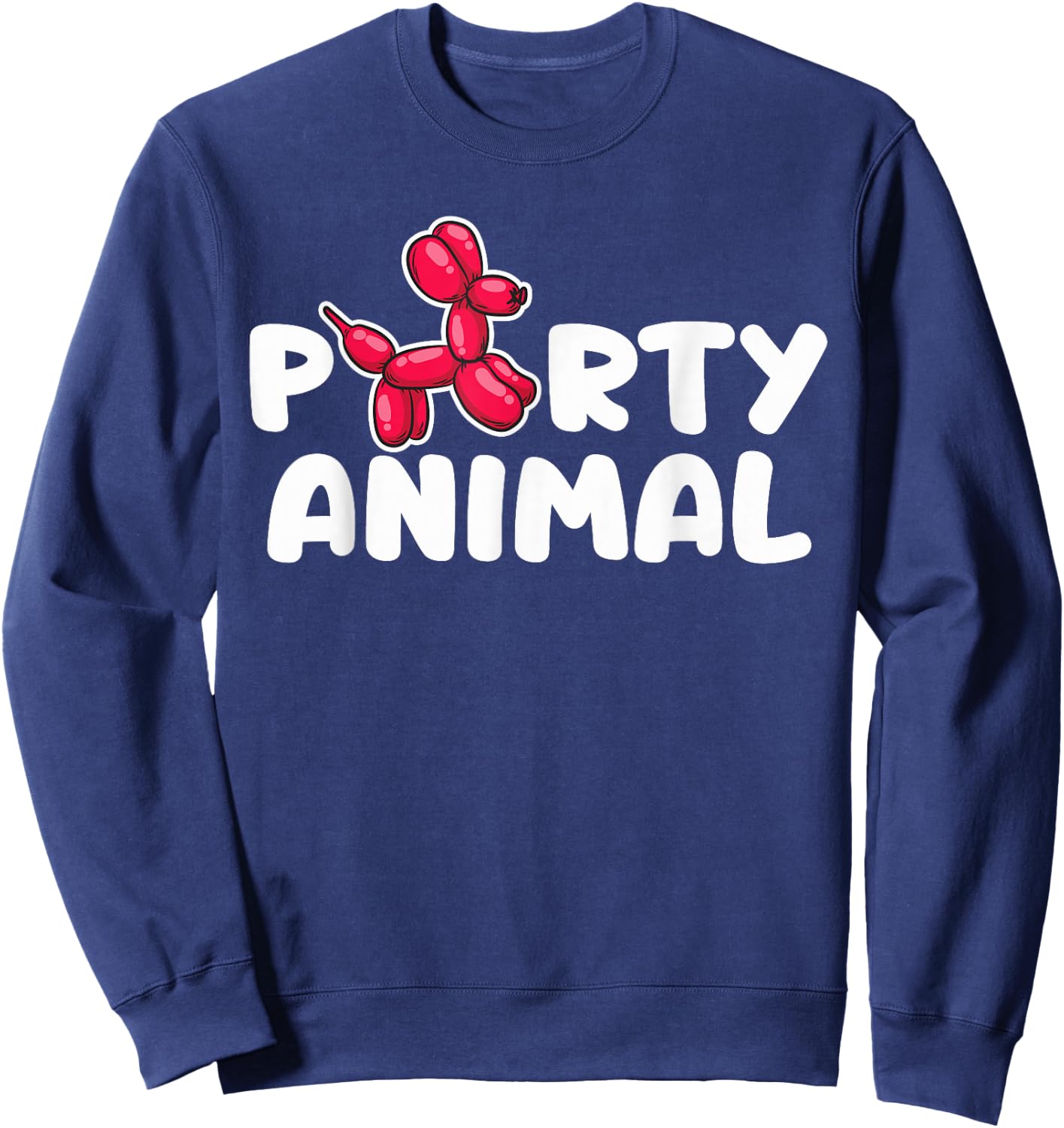 Party Animal - Red Balloon Dog Puppy Surprise Sweatshirt - Sweatshirt | Navy