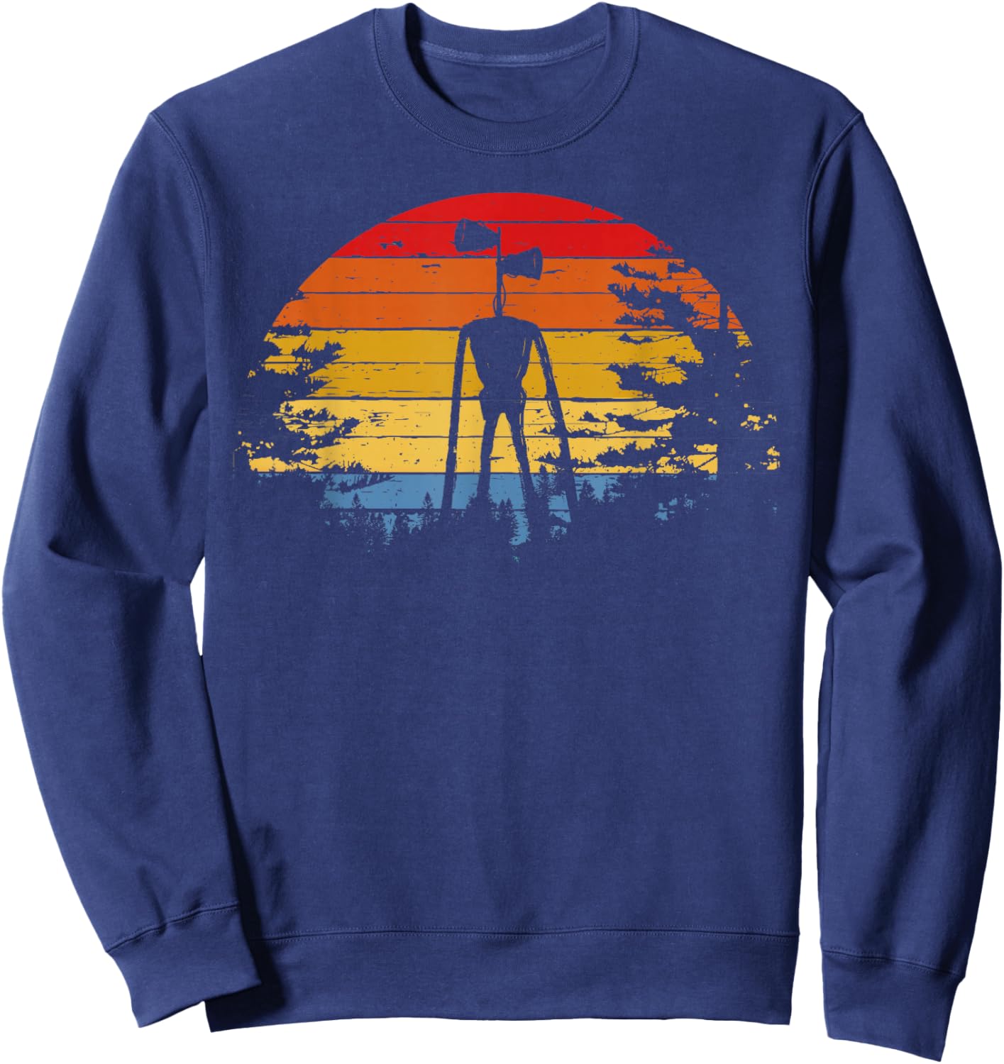 Vintage Retro Scary Siren Head Creepypasta Horror Sweatshirt - Sweatshirt | Navy