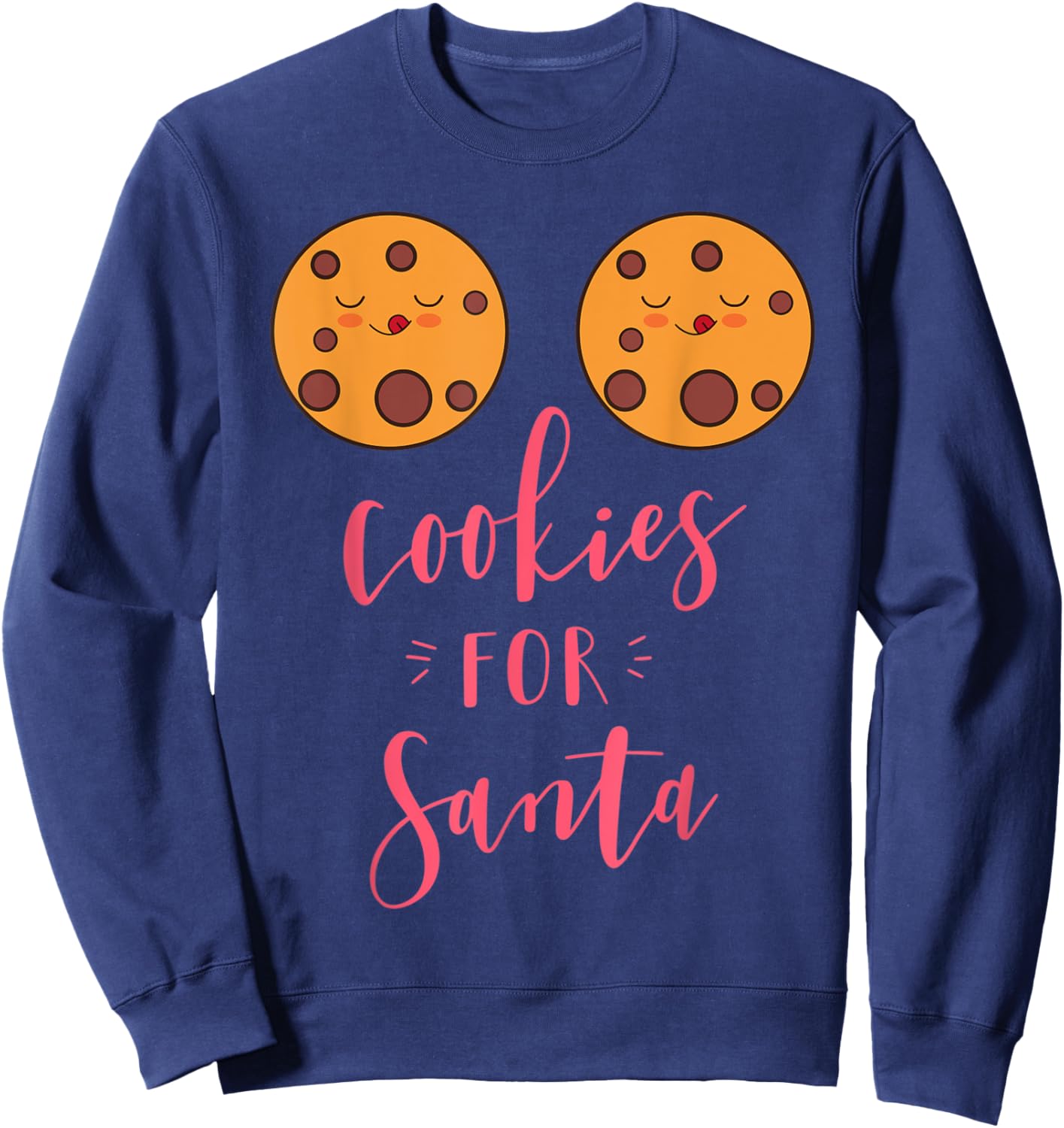 Cookies for Santa - Funny Cookie Boobs Adult Christmas Gift Sweatshirt - Sweatshirt | Navy