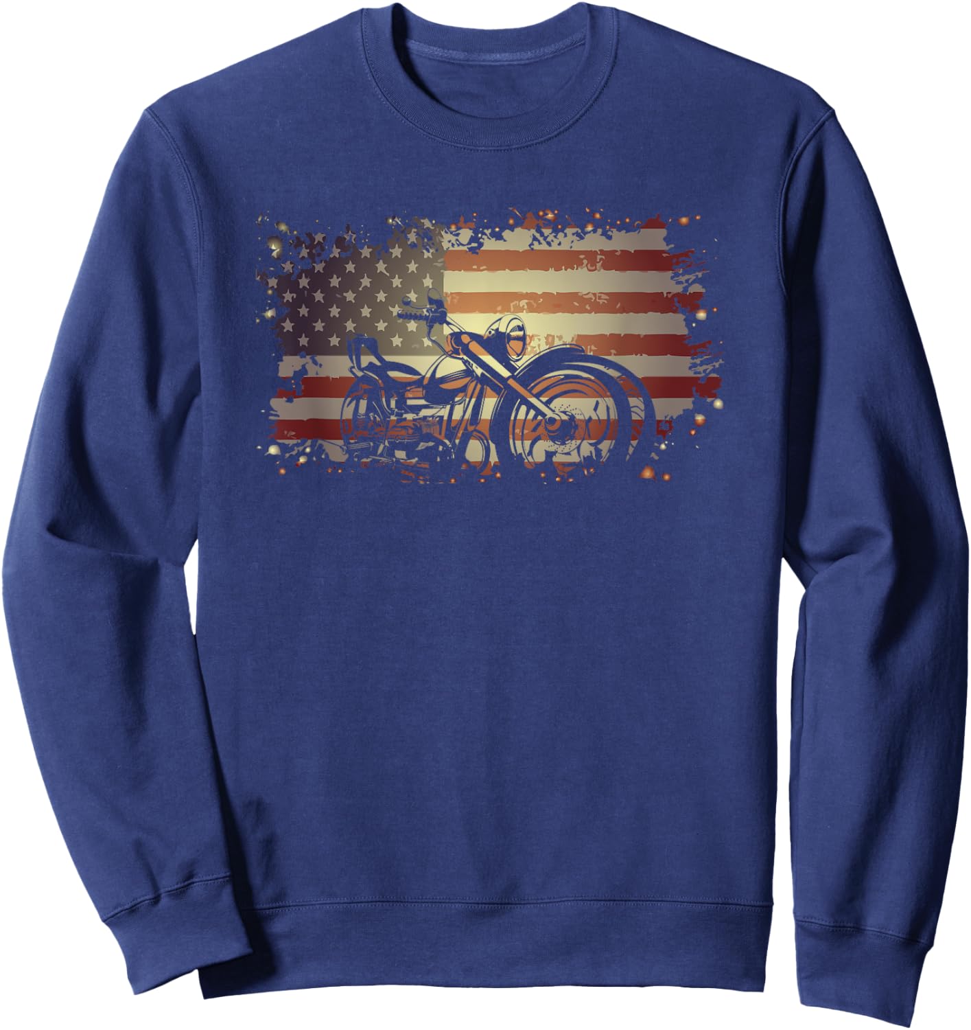 Patriotic American Flag Motorcycle Biker Sweatshirt - Sweatshirt | Navy
