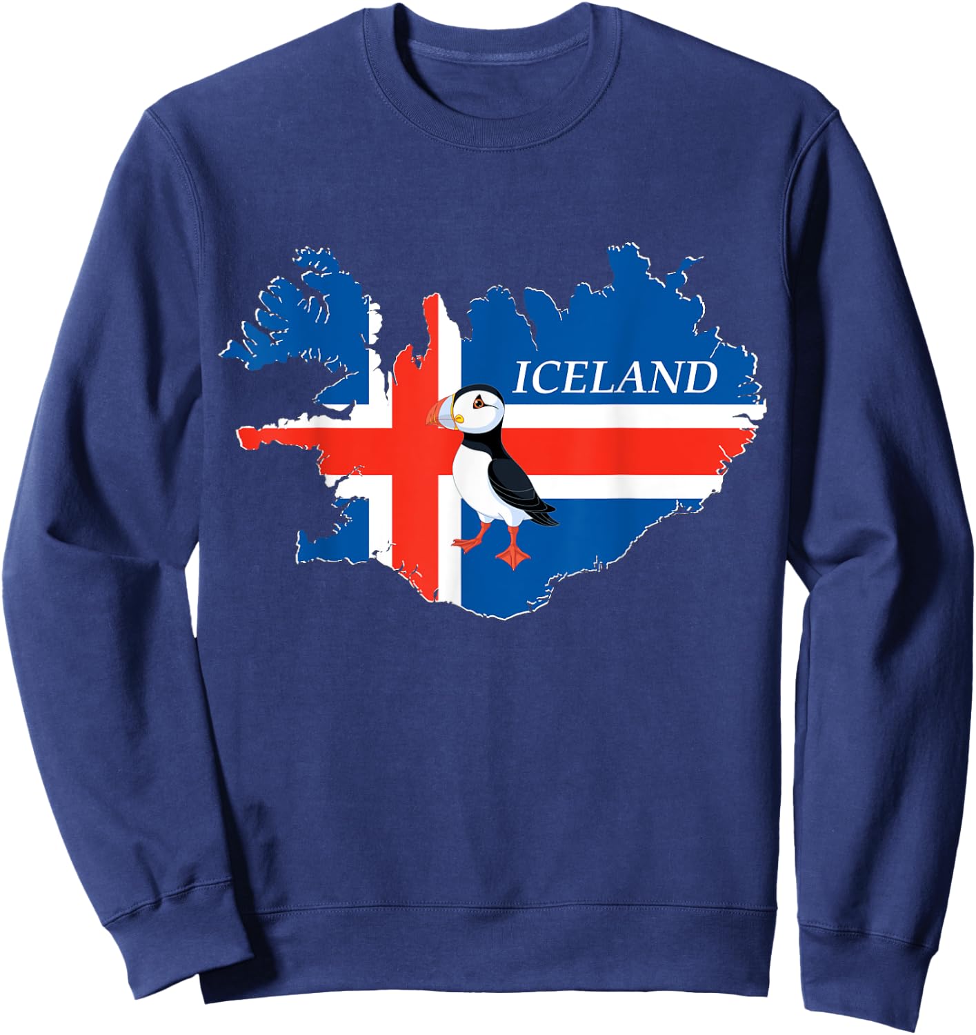 Iceland Puffin Bird and Atlantic Card Sweatshirt - Sweatshirt | Navy