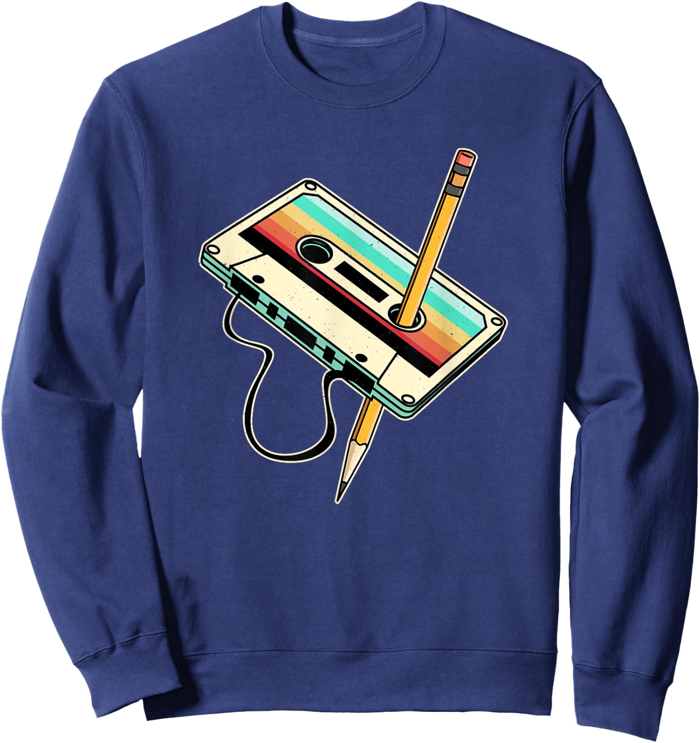 80s 90s Retro Party Costume Nostalgia Cassette Sweatshirt - Sweatshirt | Navy