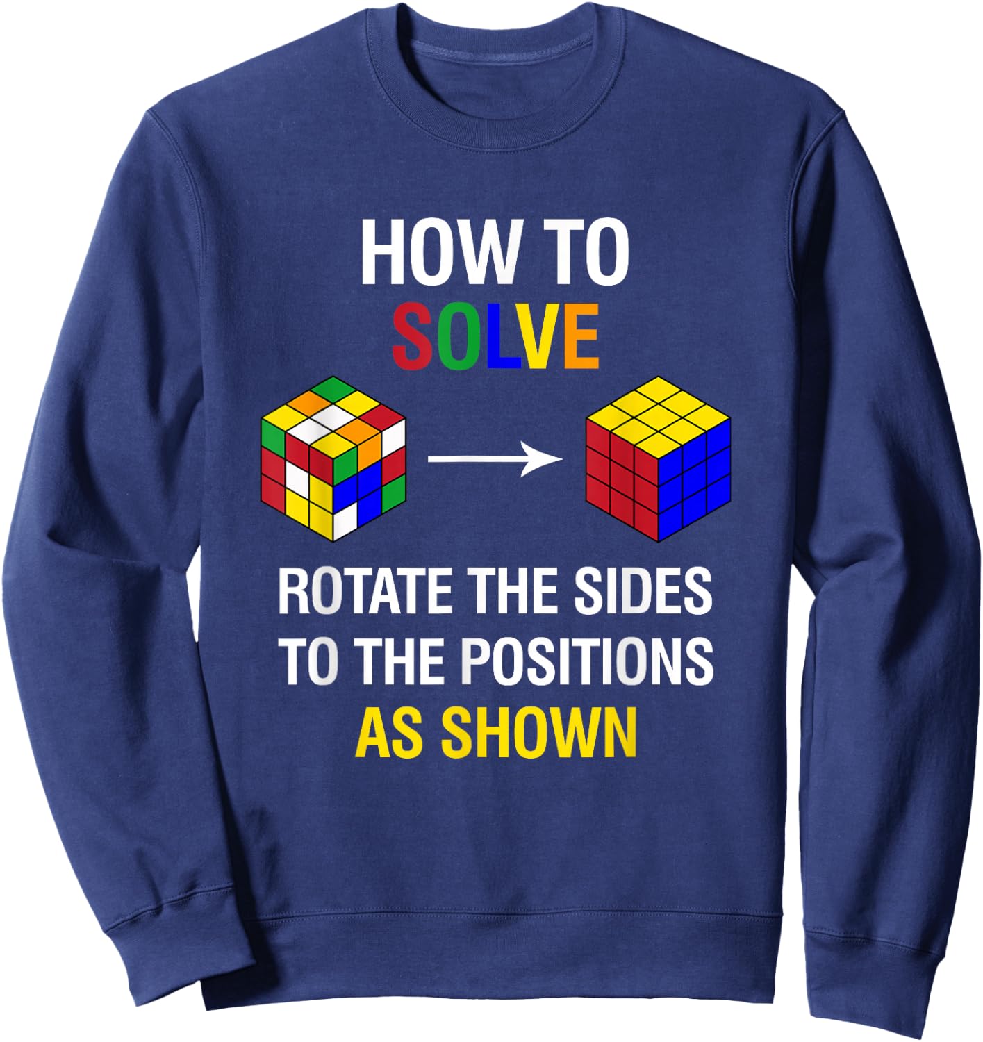 How To Solve Competitive Puzzle Funny Speed Cubing Math Kids Sweatshirt - Sweatshirt | Navy