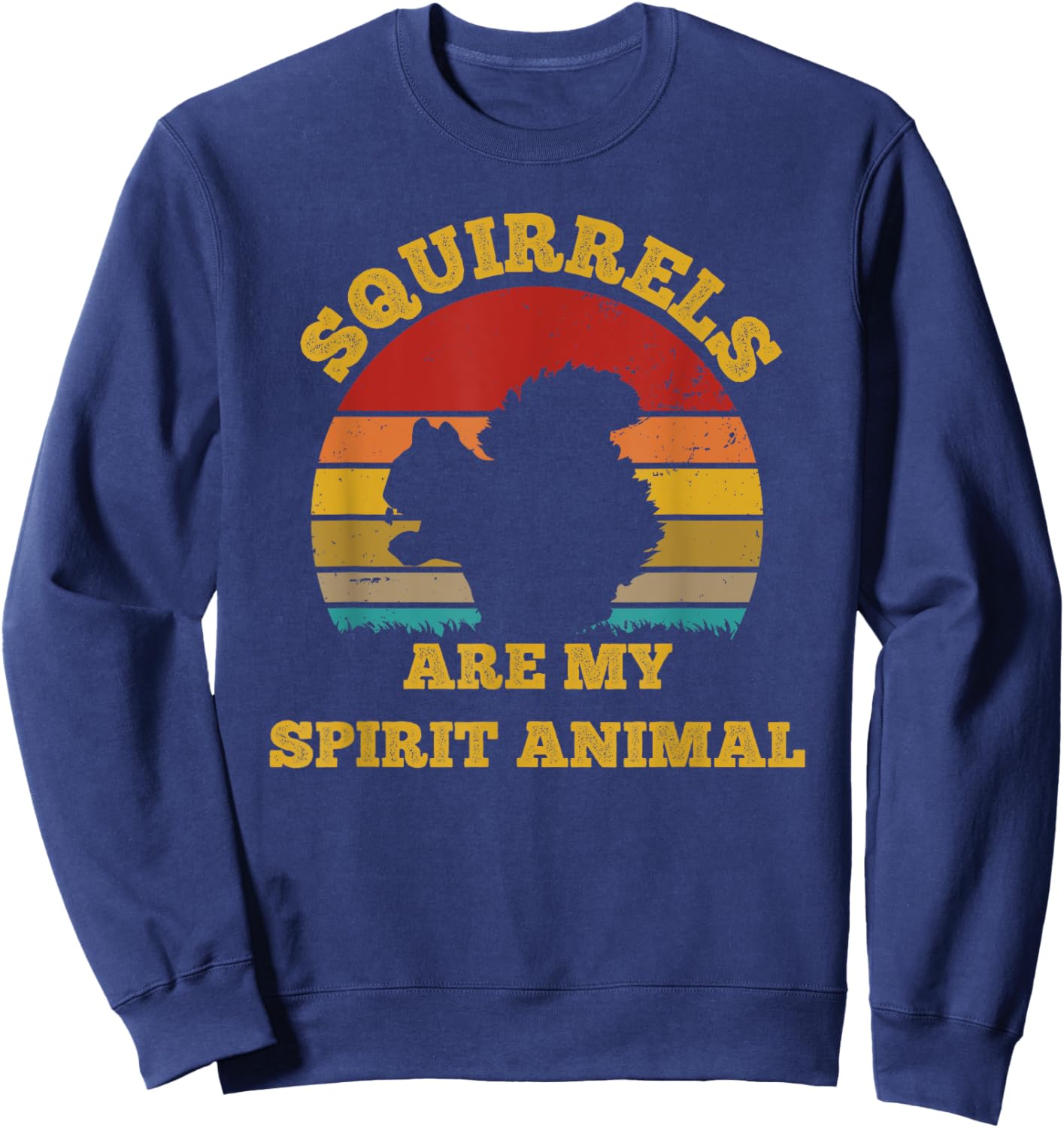 Squirrels Are My Spirit Animal Retro Sunset Vintage Sweatshirt - Sweatshirt | Navy
