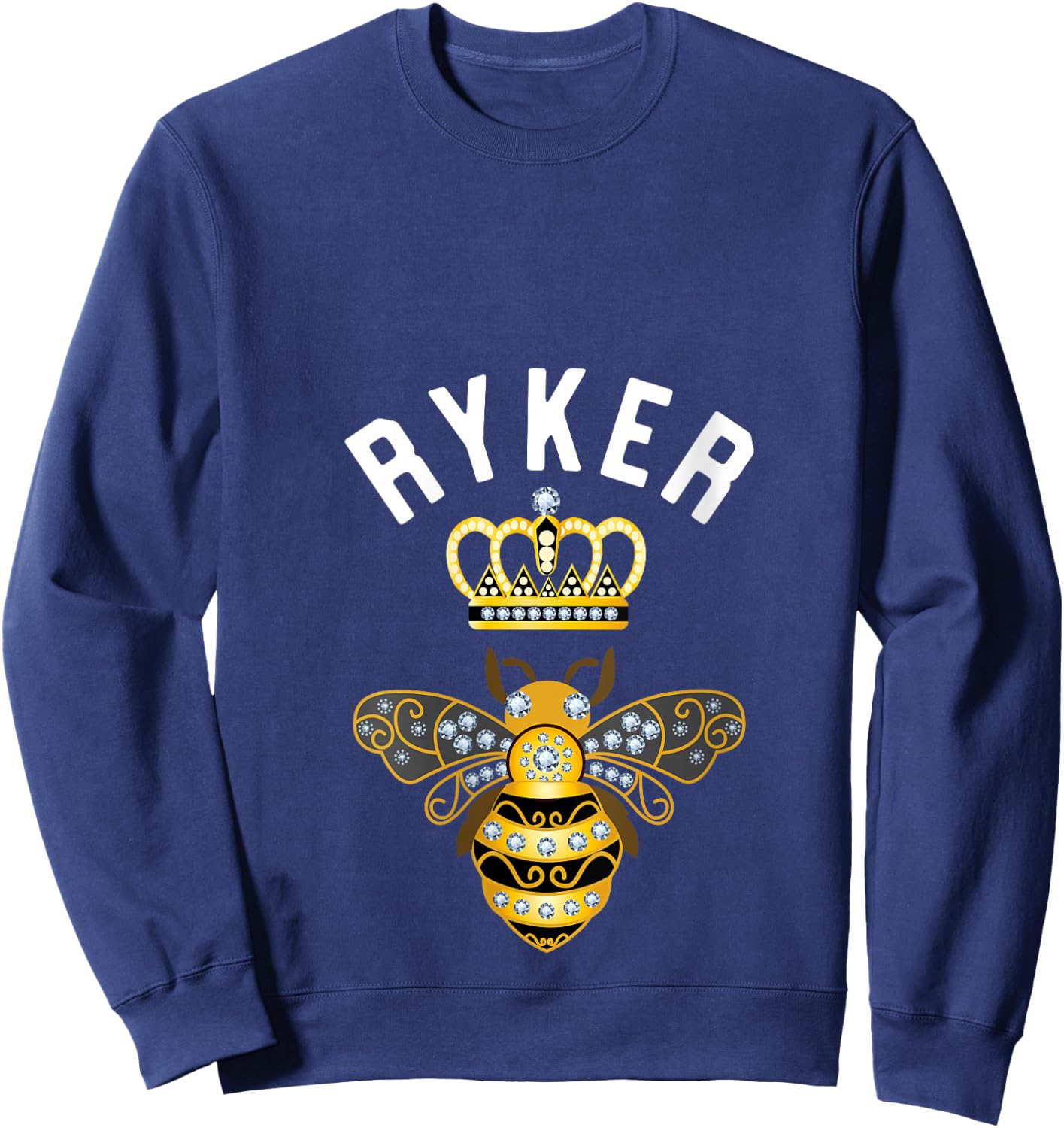 Ryker Name Ryker Birthday Gifts Queen Crown Bee Ryker V-Neck Sweatshirt - Sweatshirt | Navy