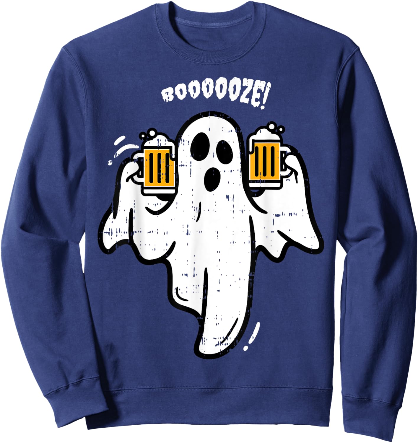 Booze Boo Ghost Drinking Beer Costume Easy Halloween Gifts Sweatshirt - Sweatshirt | Navy