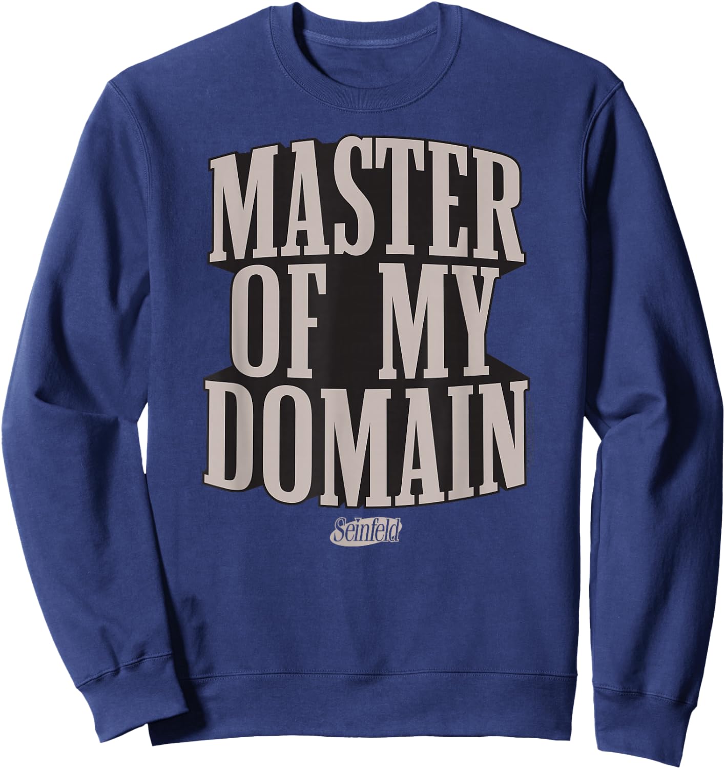 Seinfeld Master of My Domain Block Type Funny 90's TV Show Sweatshirt - Sweatshirt | Navy
