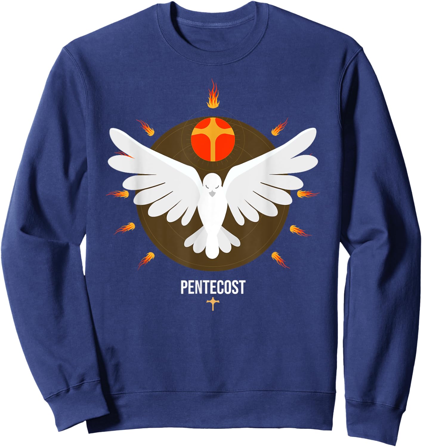 Pentecost Doves Tongues of Fire Flame Acts Whitsun Christian Sweatshirt - Sweatshirt | Navy