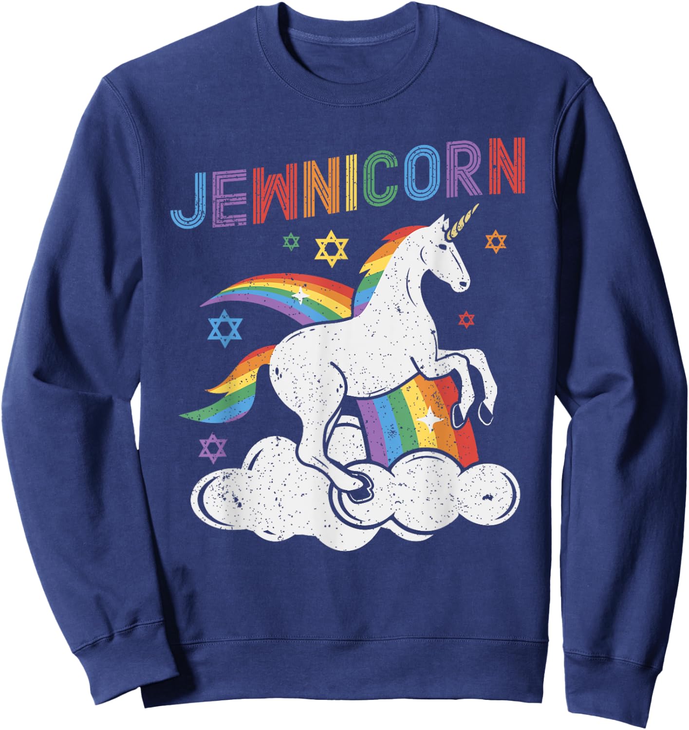 Jewnicorn Funny Jewish Unicorn Chanukah Girls Hanukkah Women Sweatshirt - Sweatshirt | Navy