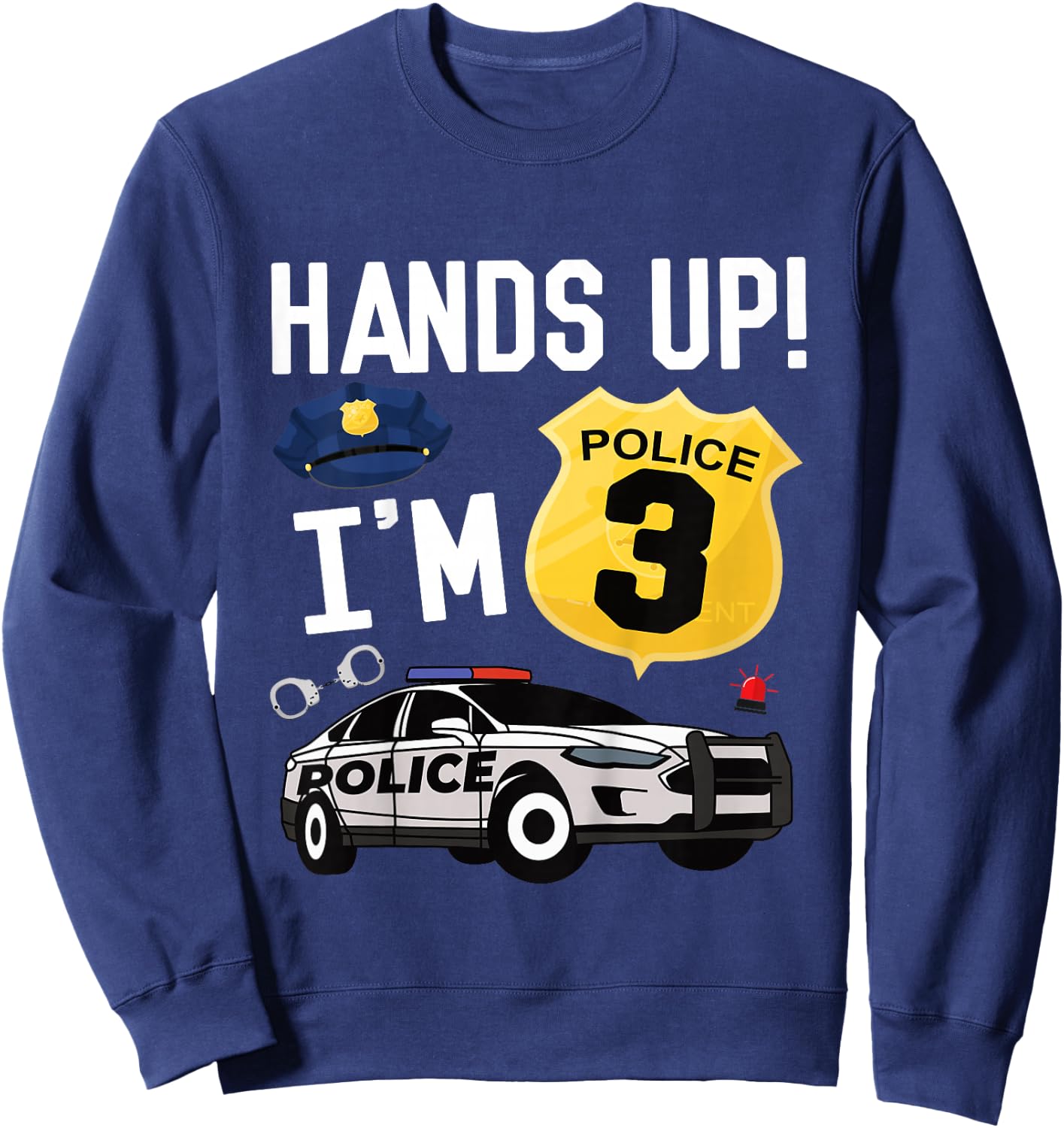 Kids 3rd Birthday Policeman Boy Three Year Old Police Officer Sweatshirt - Sweatshirt | Navy