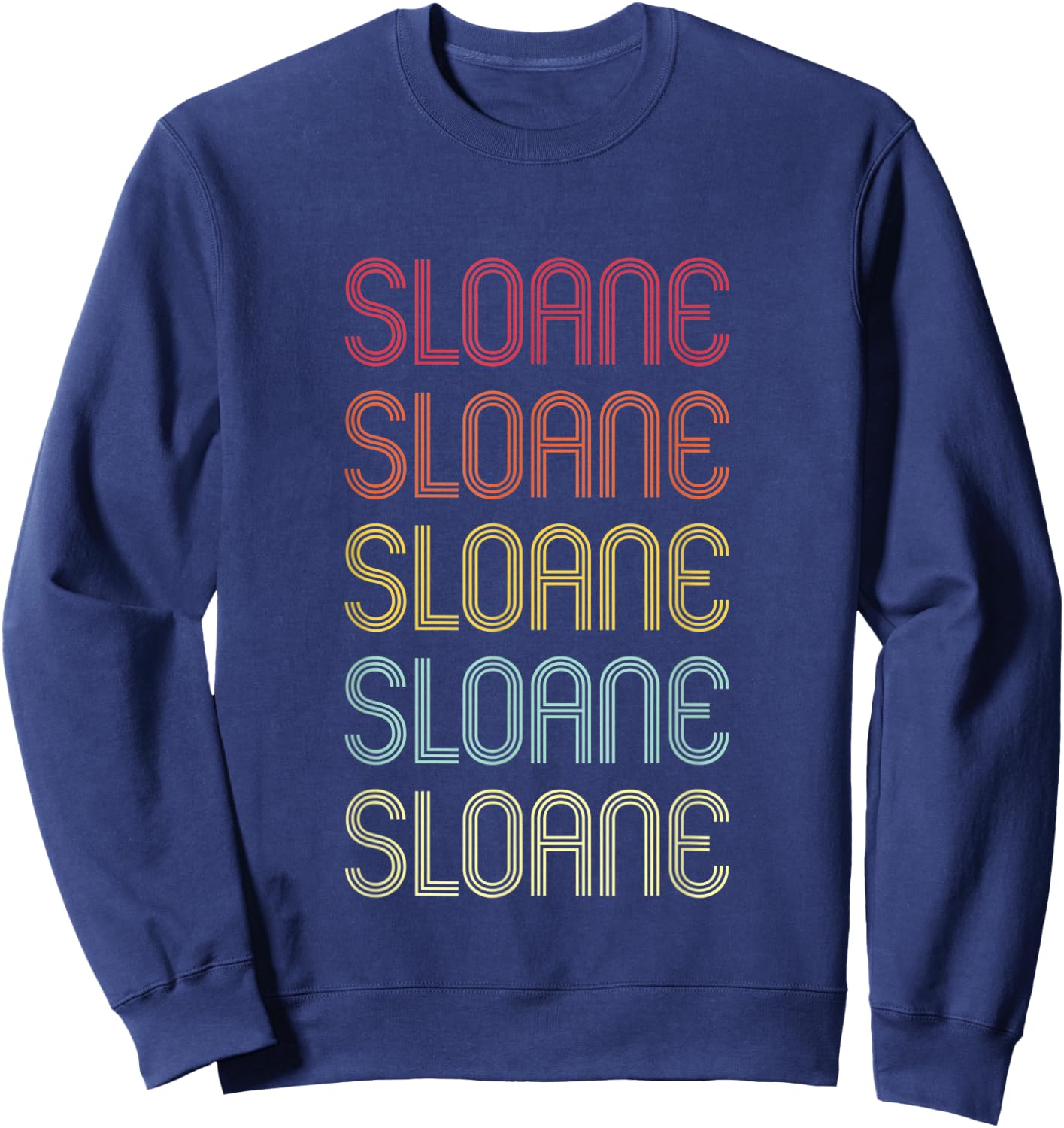 Sloane Retro Wordmark Pattern Vintage Personalized 70s Sweatshirt - Sweatshirt | Navy