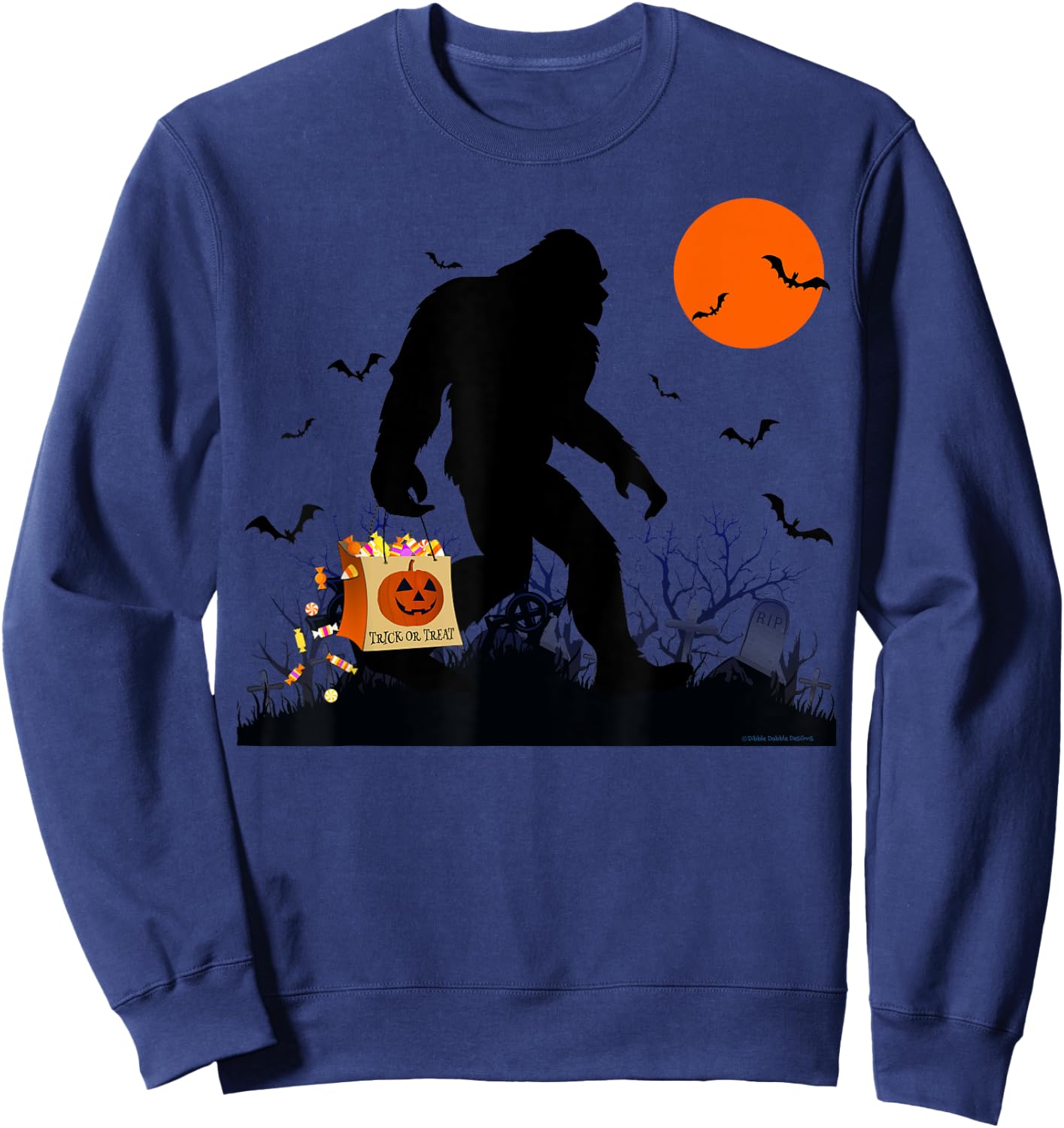Funny Halloween Bigfoot Trick or Treating - Bigfoot Sweatshirt - Sweatshirt | Navy